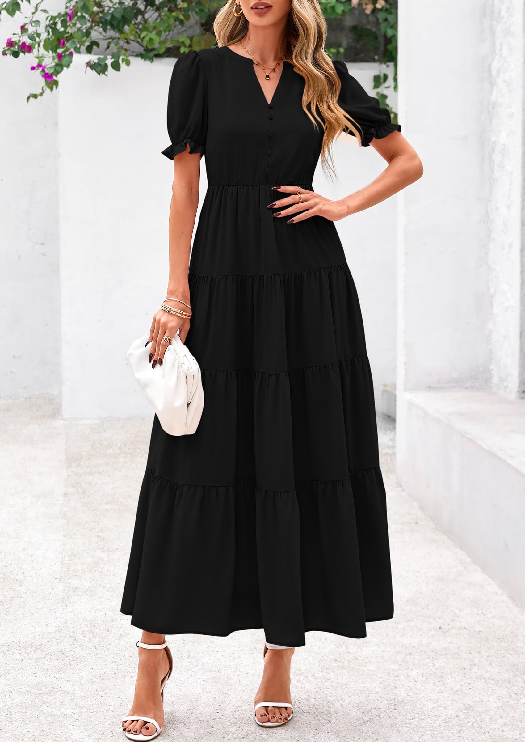 Foto 7 pulgar | Vestido Midi Prettygarden Para Mujer, Casual, Verano 2025, Negro - Venta Internacional.