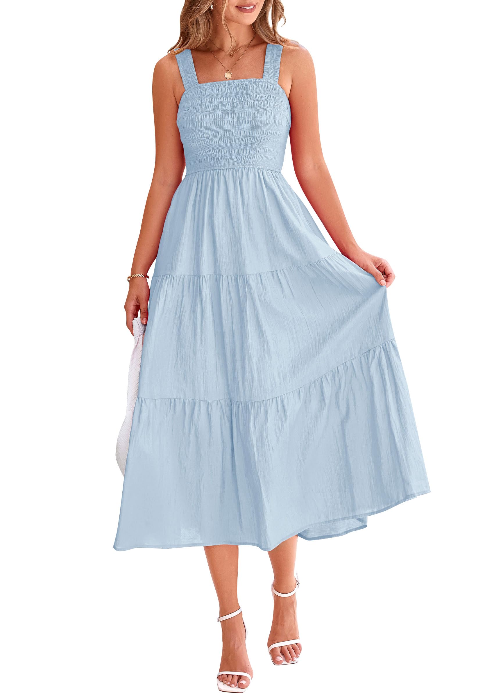 Foto 2 pulgar | Vestido Prettygarden Para Mujer, A Media Pierna, De Verano, Azul Claro, Xxl - Venta Internacional.