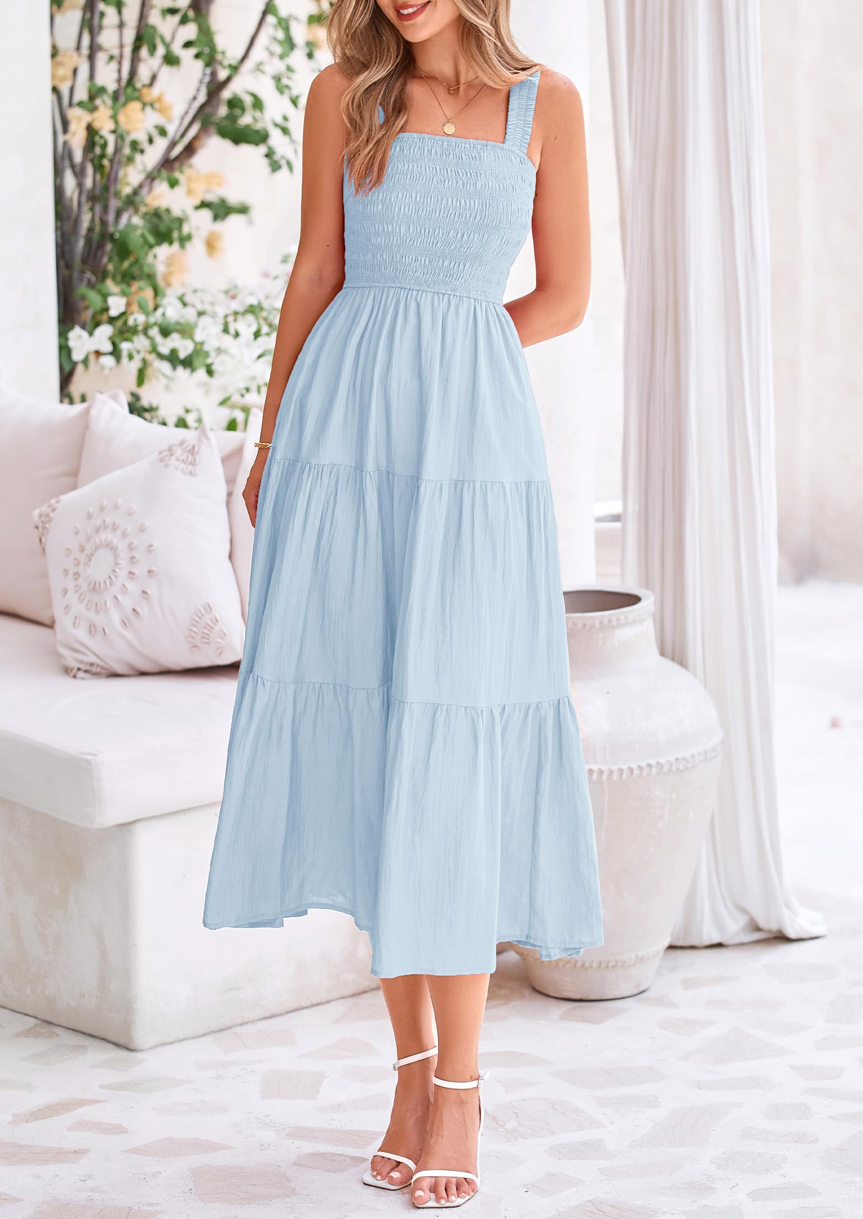 Foto 4 pulgar | Vestido Prettygarden Para Mujer, A Media Pierna, De Verano, Azul Claro, Xxl - Venta Internacional.