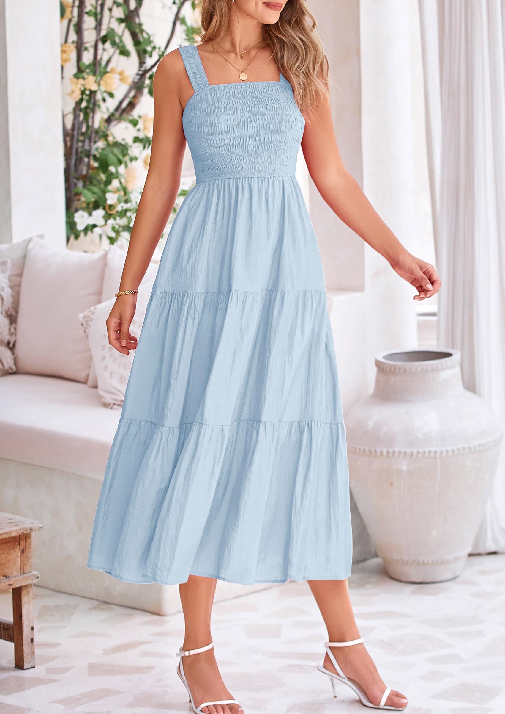 Foto 5 pulgar | Vestido Prettygarden Para Mujer, A Media Pierna, De Verano, Azul Claro, Xxl - Venta Internacional.