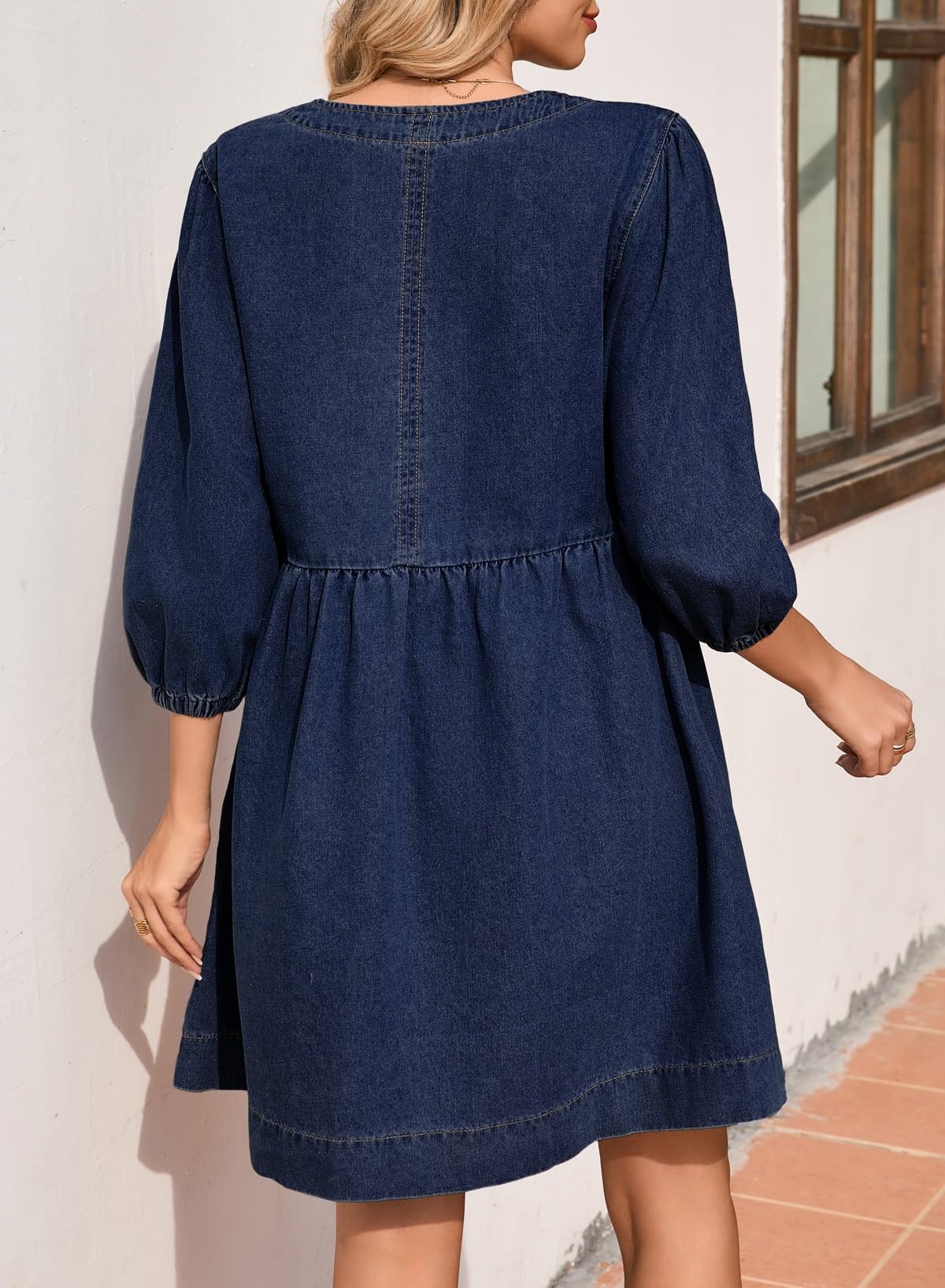 Foto 3 pulgar | Vestido Vaquero Sidefeel Primavera/verano Con Manga 3/4 Para Mujer - Venta Internacional.