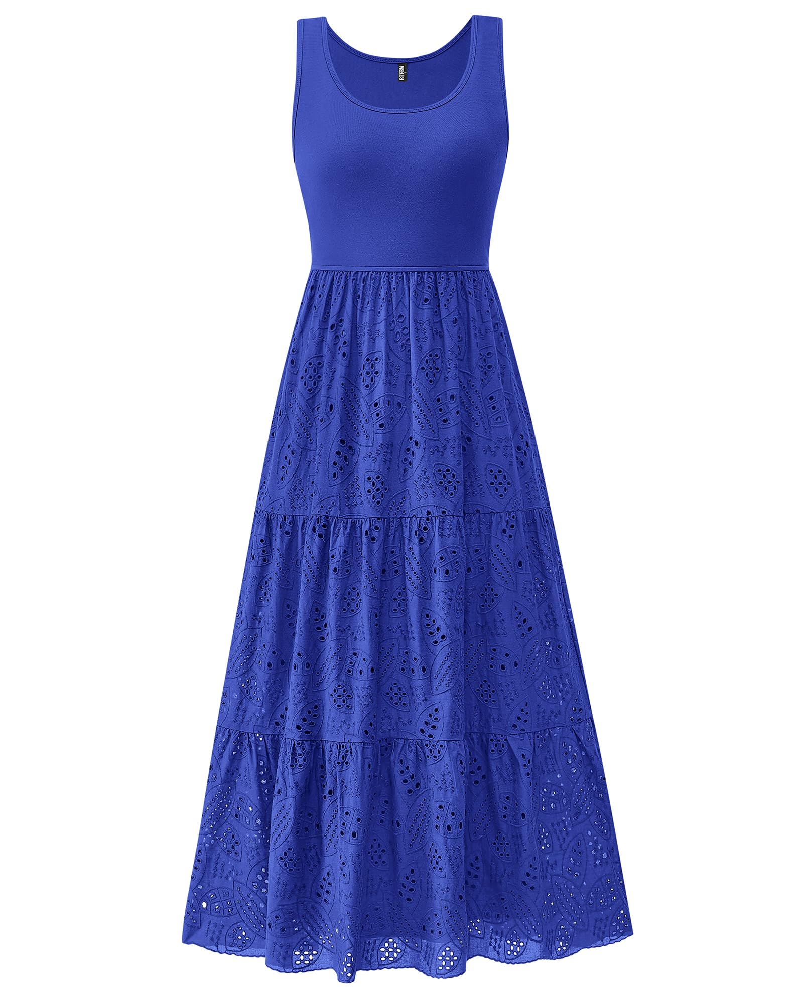 Foto 2 pulgar | Vestido Btfbm Para Mujer Con Ojales De Verano, Midi, Sin Mangas, Azul Brillante - Venta Internacional.