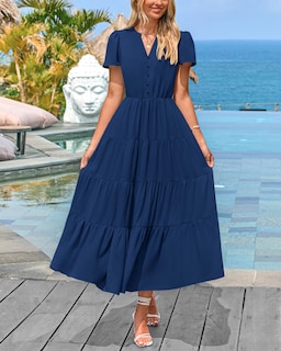 Foto 3 | Vestido Midi Prettygarden para Mujer- Venta Internacional