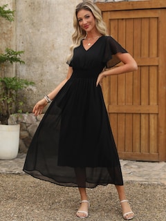Foto 6 | Vestido Largo Anrabess De Verano Con Cuello En V Y Estampado Floral De Chifón Para Mujer - Venta Internacional.