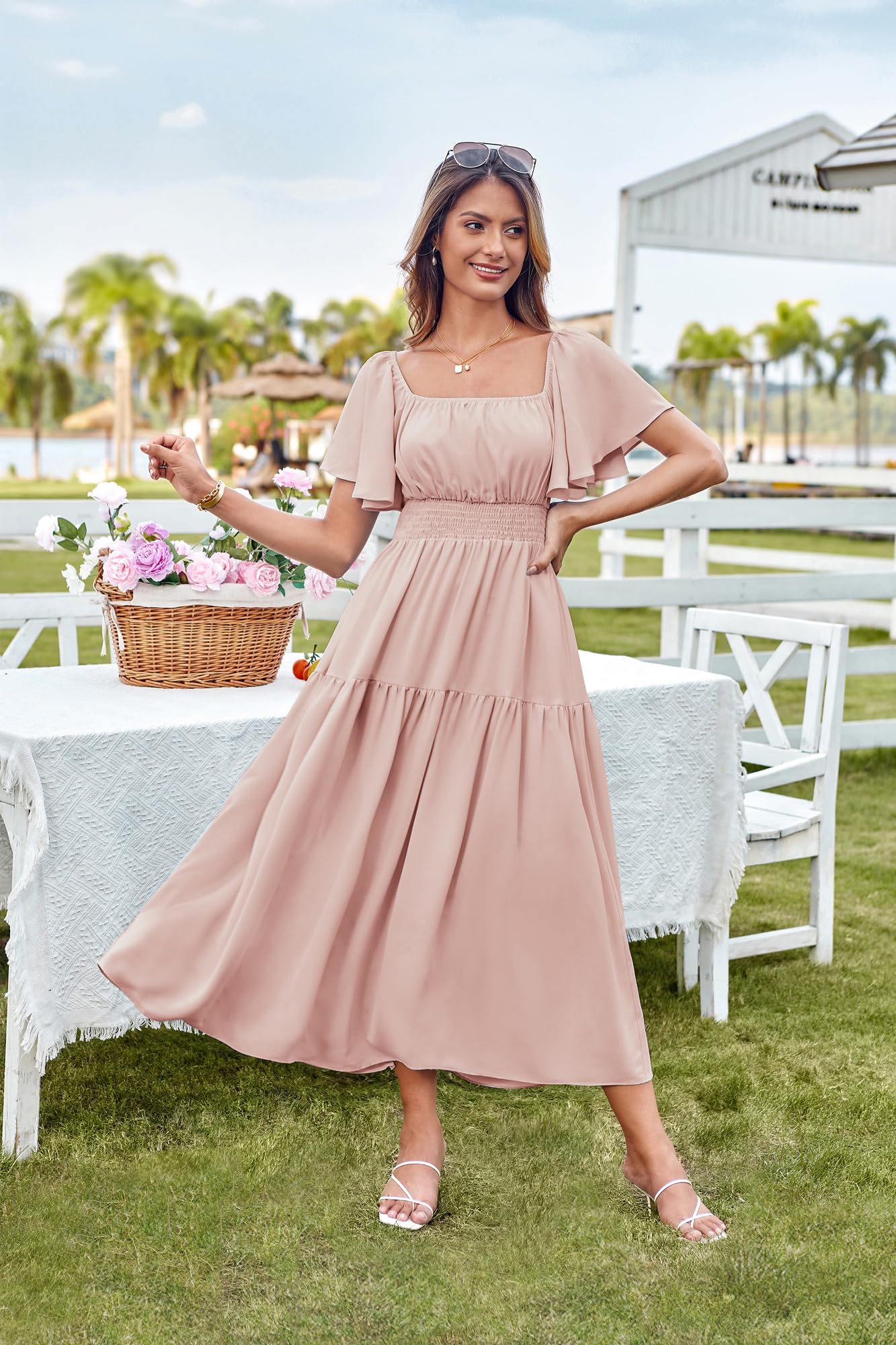 Foto 2 | Vestido Grace Karin Para Mujer, Manga Corta, Corte En A, Rosa - Venta Internacional.