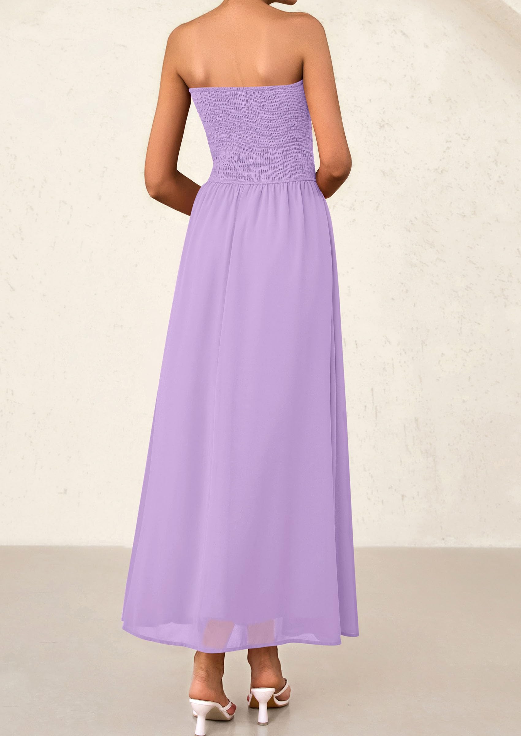 Foto 3 pulgar | Vestido De Invitada De Boda Prettygarden Tube Top Maxi Morado Xxl - Venta Internacional.