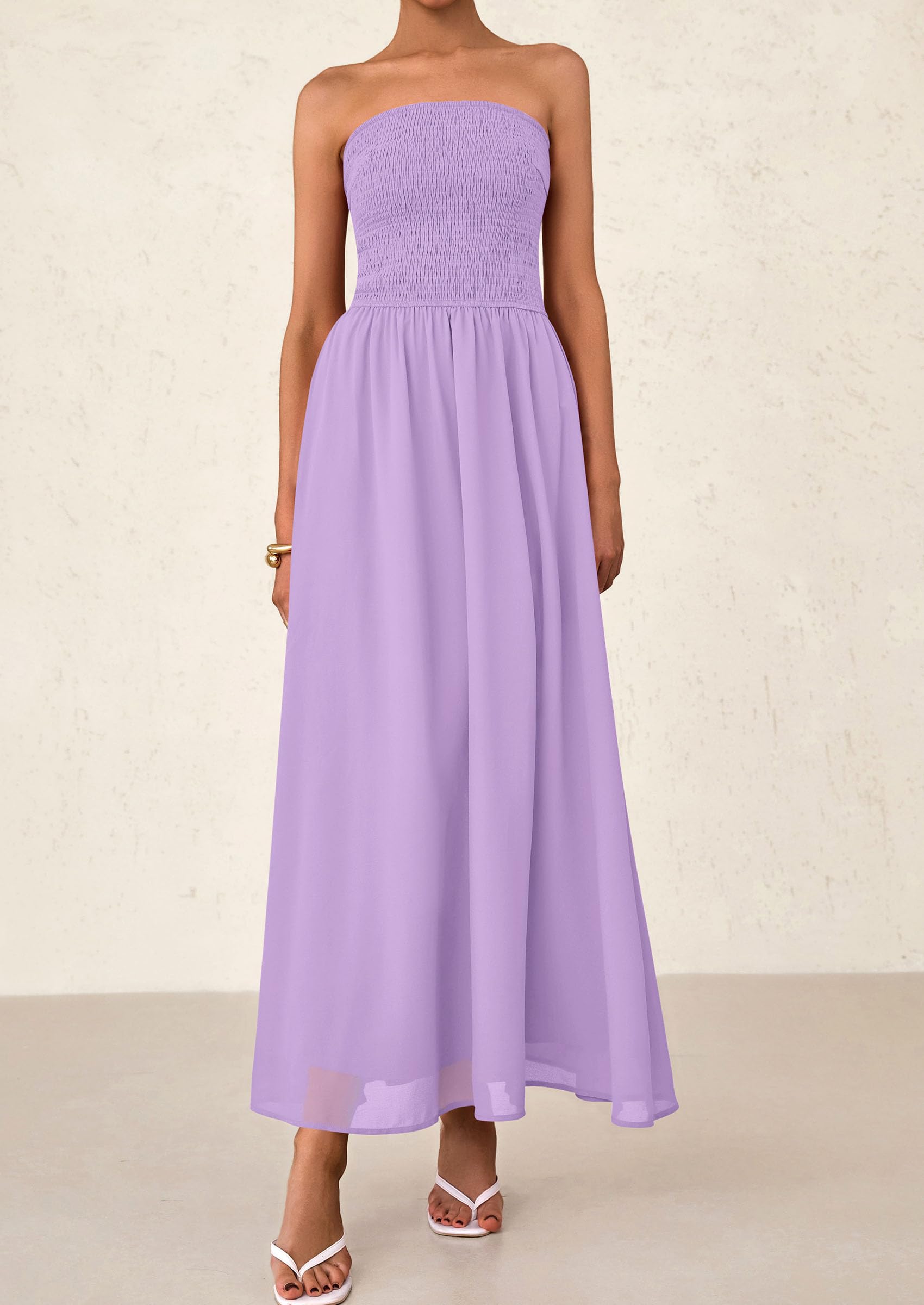 Foto 8 pulgar | Vestido De Invitada De Boda Prettygarden Tube Top Maxi Morado Xxl - Venta Internacional.