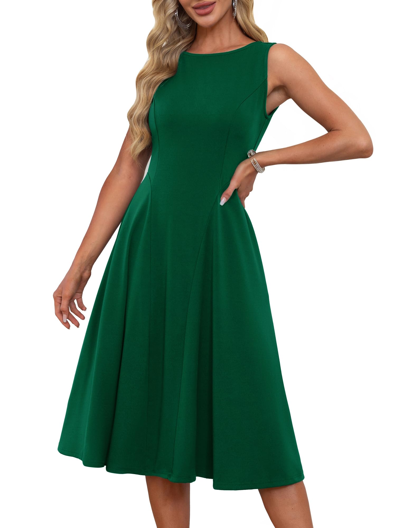 Foto 2 pulgar | Vestido De Cóctel Grace Karin Sin Mangas A Line Midi Verde Oscuro S - Venta Internacional.