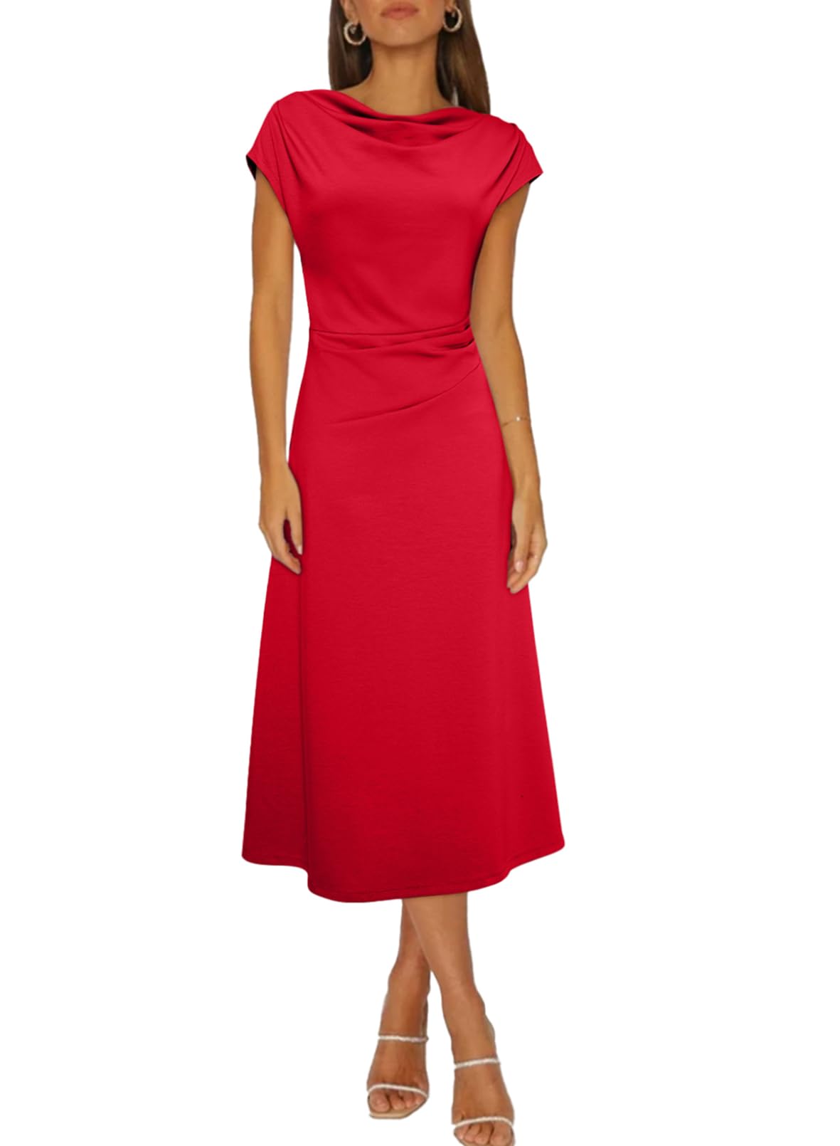 Vestido De Cóctel Happy Sailed Summer De Manga Corta En Viscosa Roja - Venta Internacional.