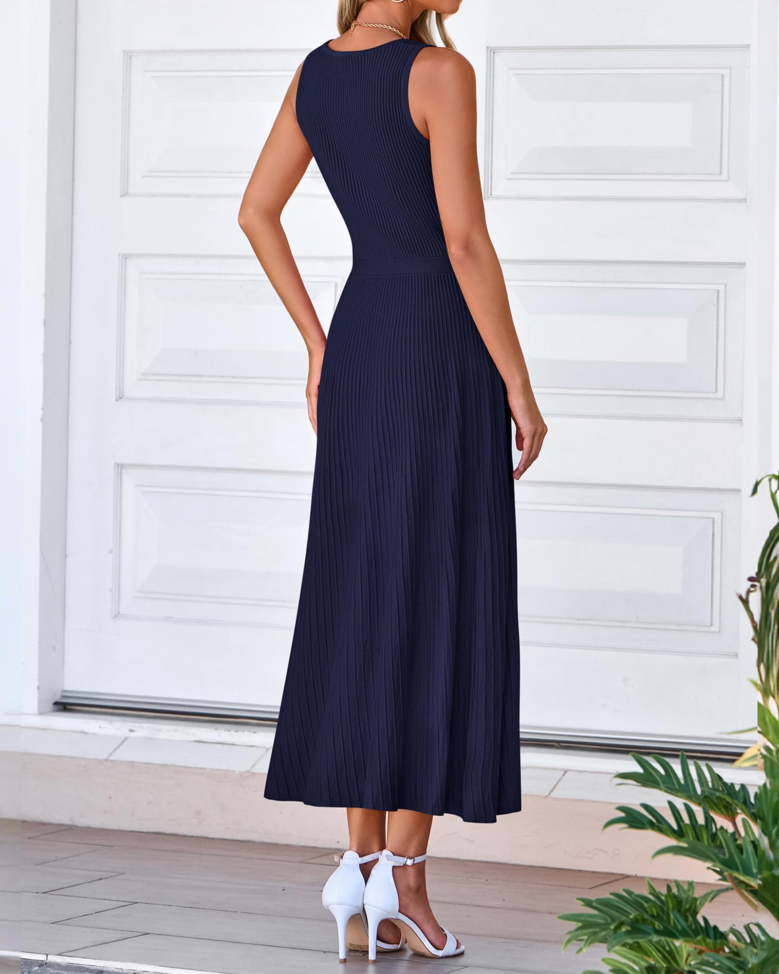 Foto 4 pulgar | Vestido Midi Bodycon Sin Mangas Btfbm De Punto Acanalado Para Mujer - Venta Internacional.