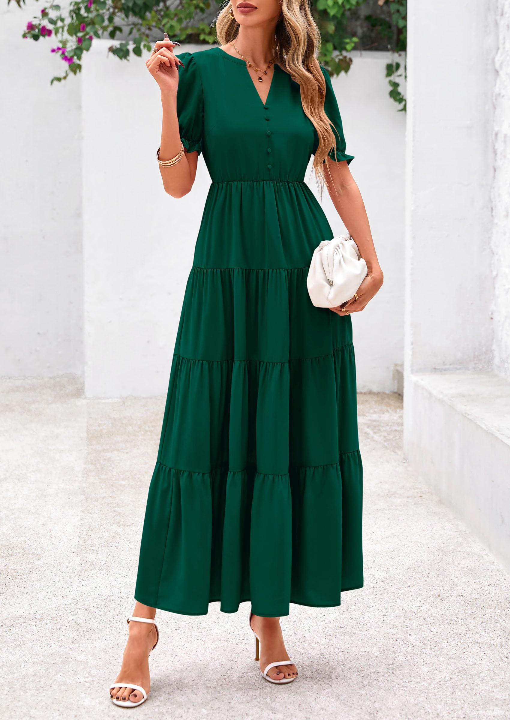 Foto 4 pulgar | Vestido Midi Prettygarden Mujer Casual Verano 2025 Verde - Venta Internacional.