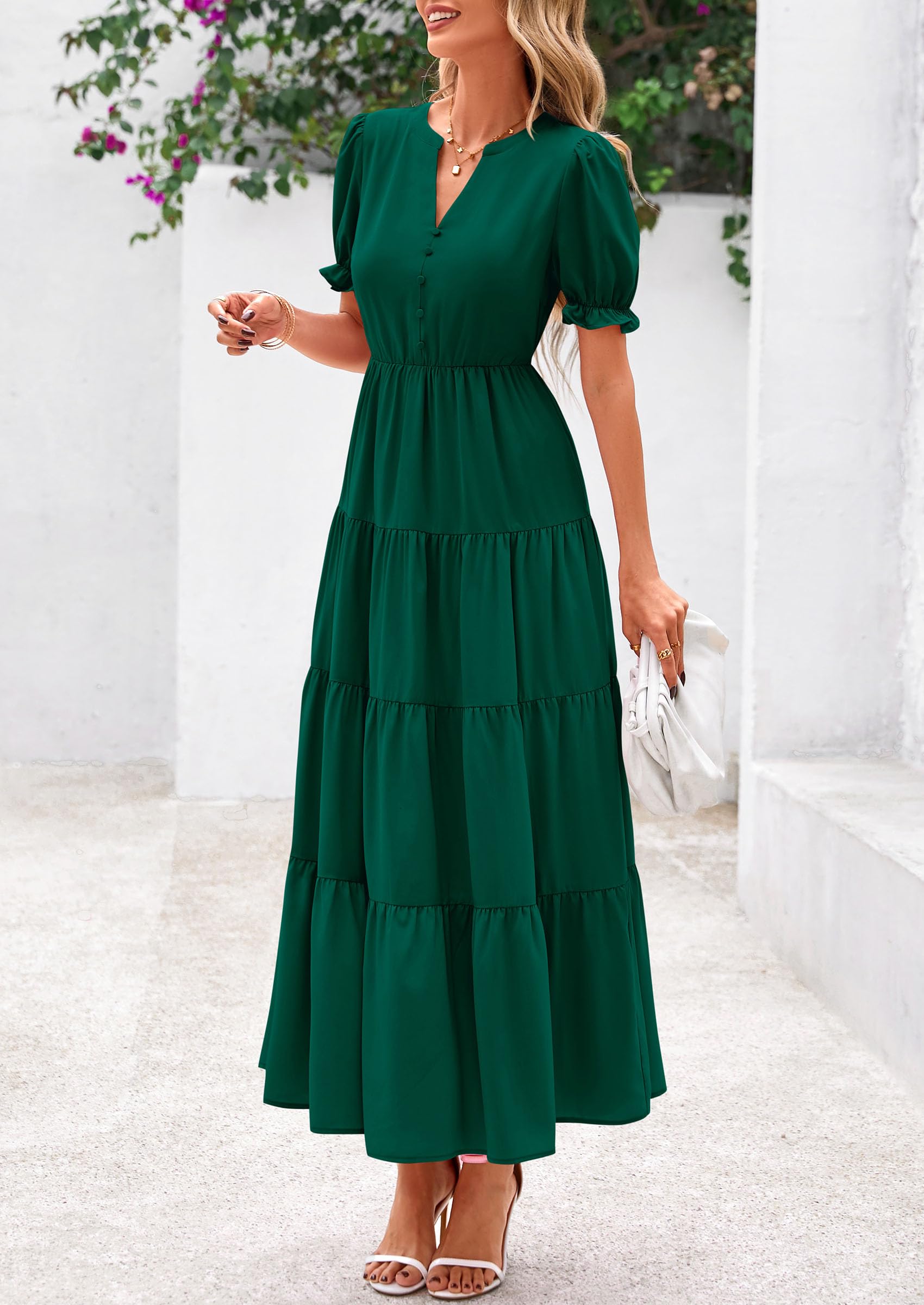 Foto 5 pulgar | Vestido Midi Prettygarden Mujer Casual Verano 2025 Verde - Venta Internacional.