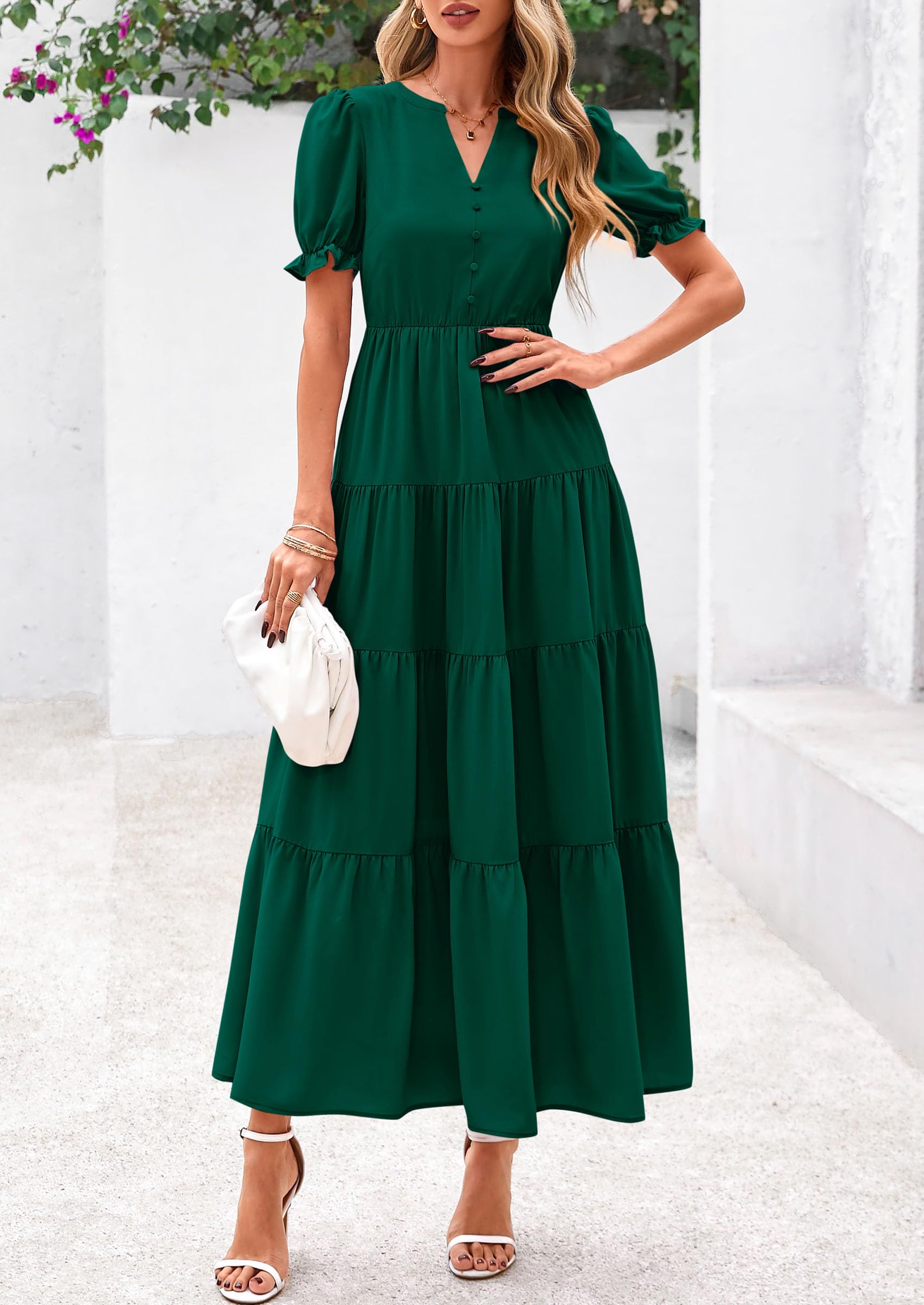 Foto 7 pulgar | Vestido Midi Prettygarden Mujer Casual Verano 2025 Verde - Venta Internacional.