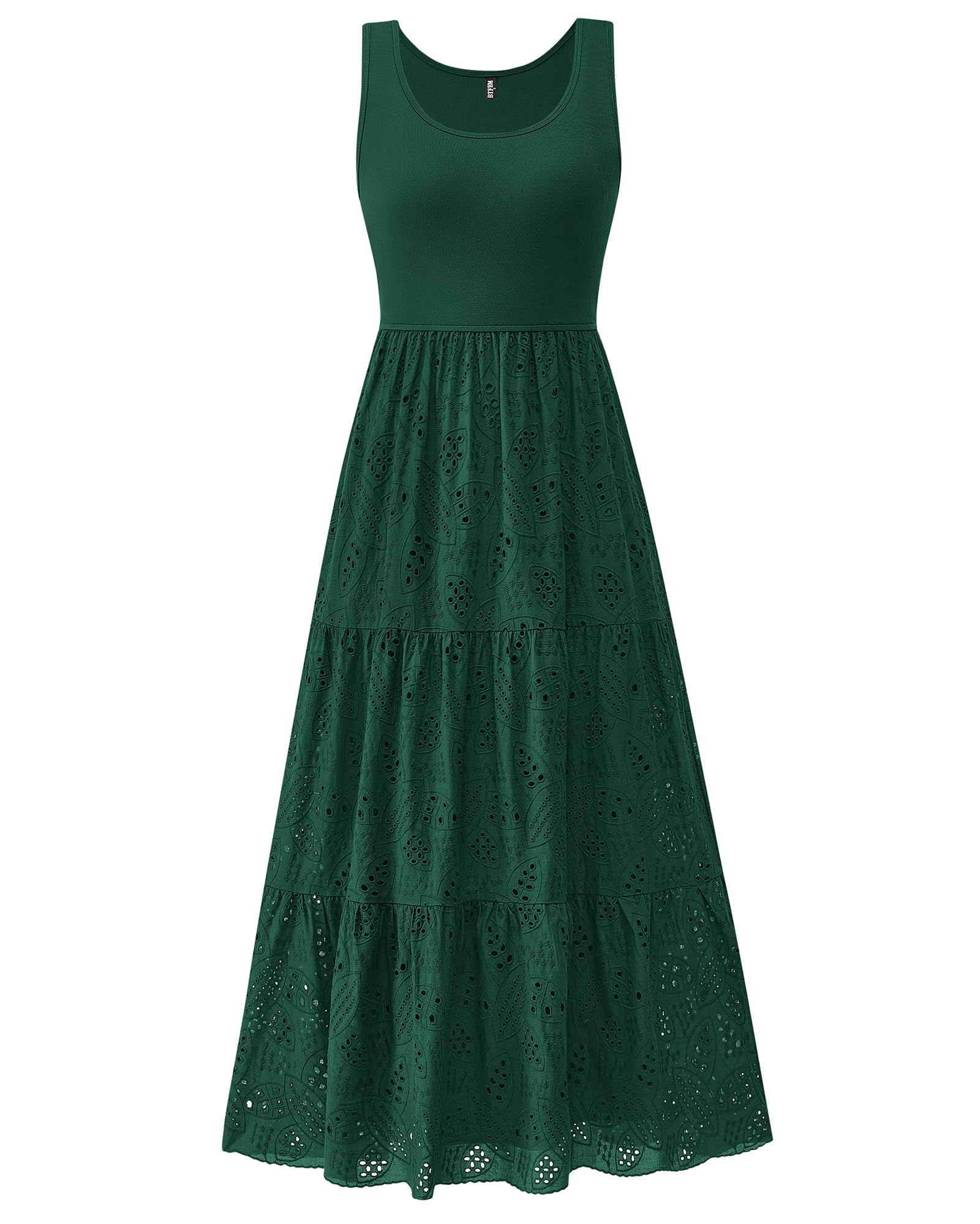 Vestido Midi Btfbm Para Mujer, Con Ojales De Verano, Sin Mangas, Verde Oscuro - Venta Internacional.