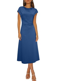 Foto 1 | Vestido Happy Sailed Azul Marino Con Cuello Vuelto Y Manga Corta Para Mujer - Venta Internacional.
