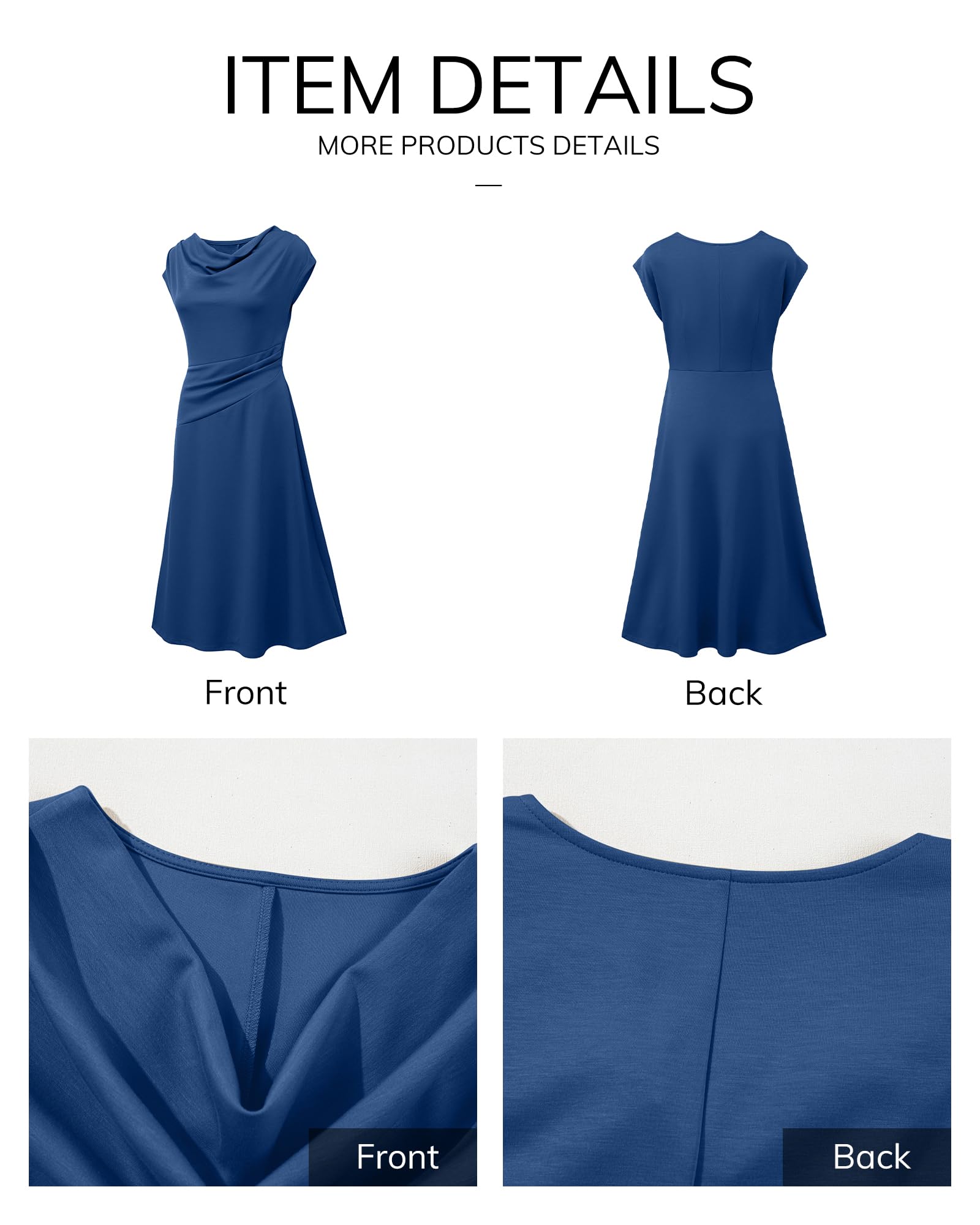 Foto 8 pulgar | Vestido Happy Sailed Azul Marino Con Cuello Vuelto Y Manga Corta Para Mujer - Venta Internacional.