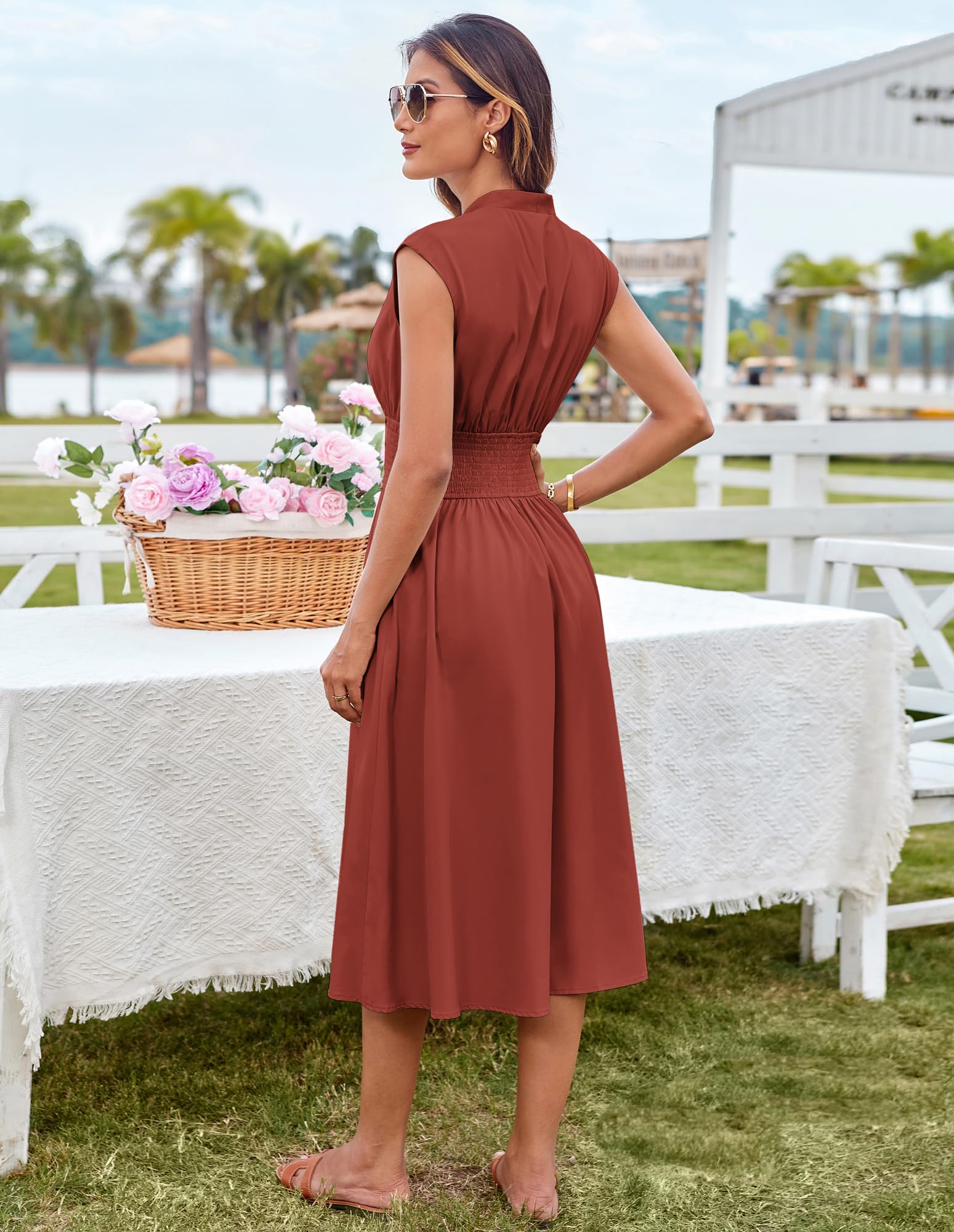 Foto 4 pulgar | Vestido Grace Karin, Formal, Verano, Trabajo 2025, Moderno, Rojo Oxidado, L - Venta Internacional.