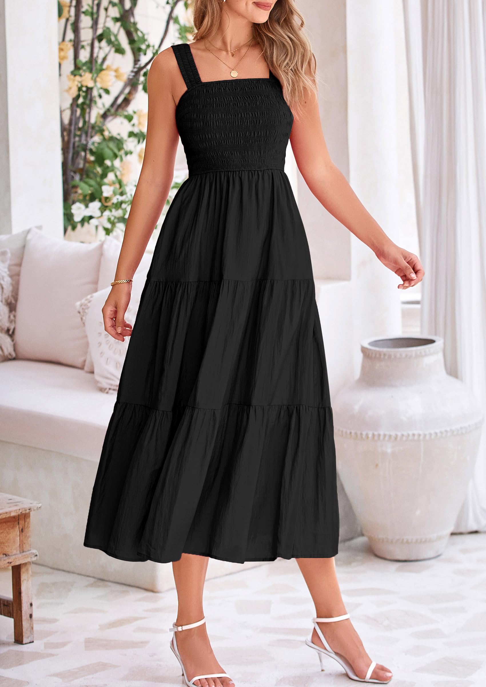 Foto 5 pulgar | Vestido Prettygarden Para Mujer, Midi, De Verano, Negro, Talla Xl - Venta Internacional.
