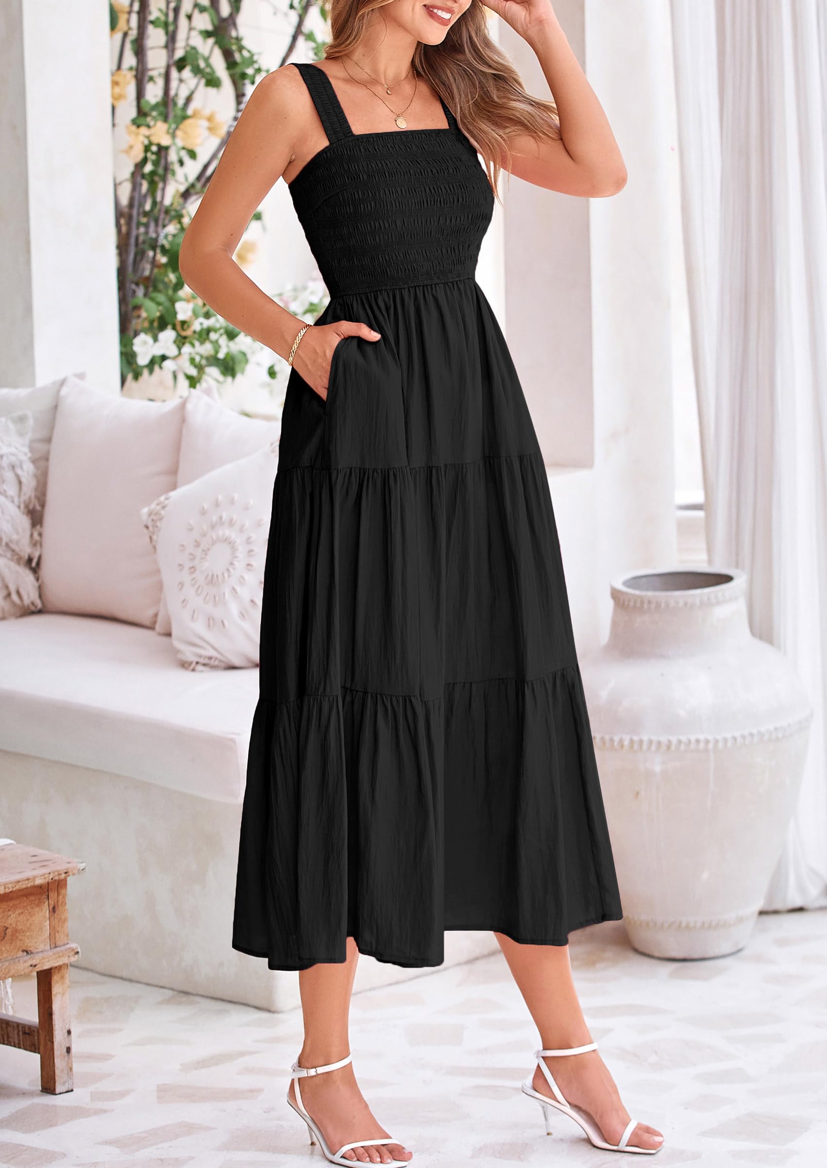 Foto 8 pulgar | Vestido Prettygarden Para Mujer, Midi, De Verano, Negro, Talla Xl - Venta Internacional.