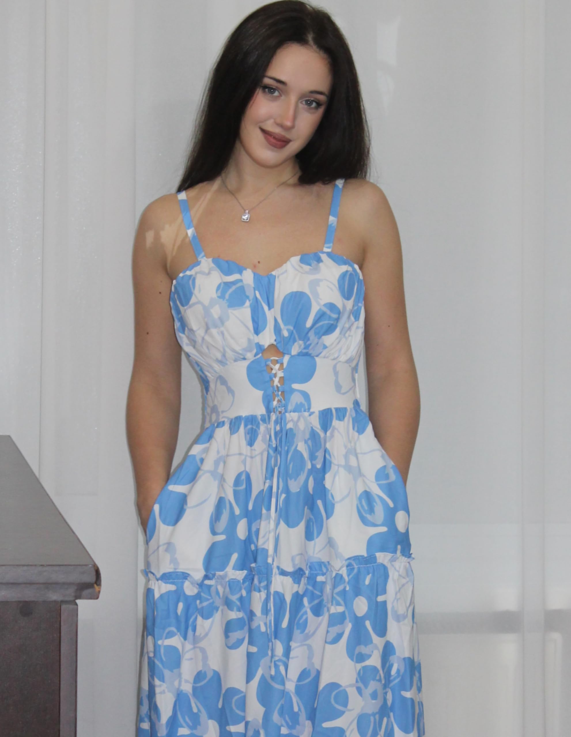 Foto 5 pulgar | Vestido Largo De Verano Grace Karin Con Estampado Floral Y Tirantes Finos Para Mujer - Venta Internacional.