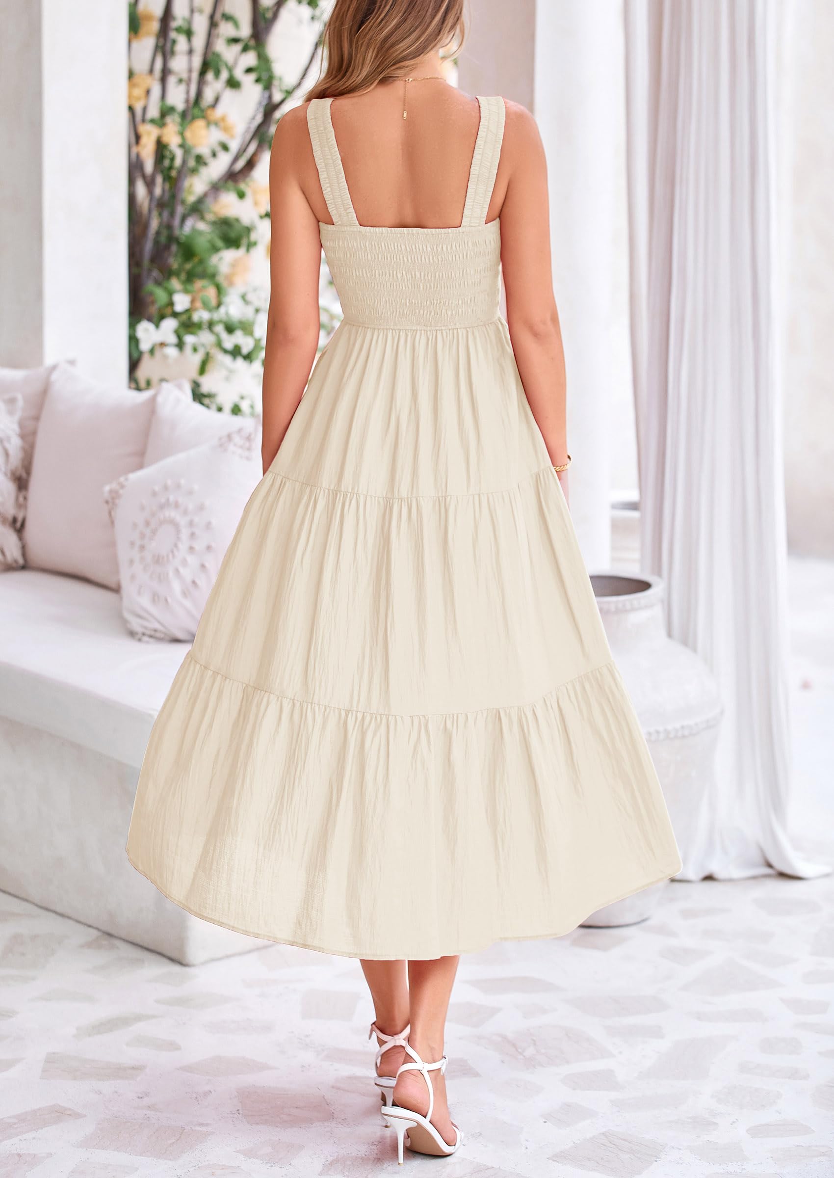 Foto 2 | Vestido Prettygarden Para Mujer, A Media Pierna, Verano 2025, Color Albaricoque - Venta Internacional.