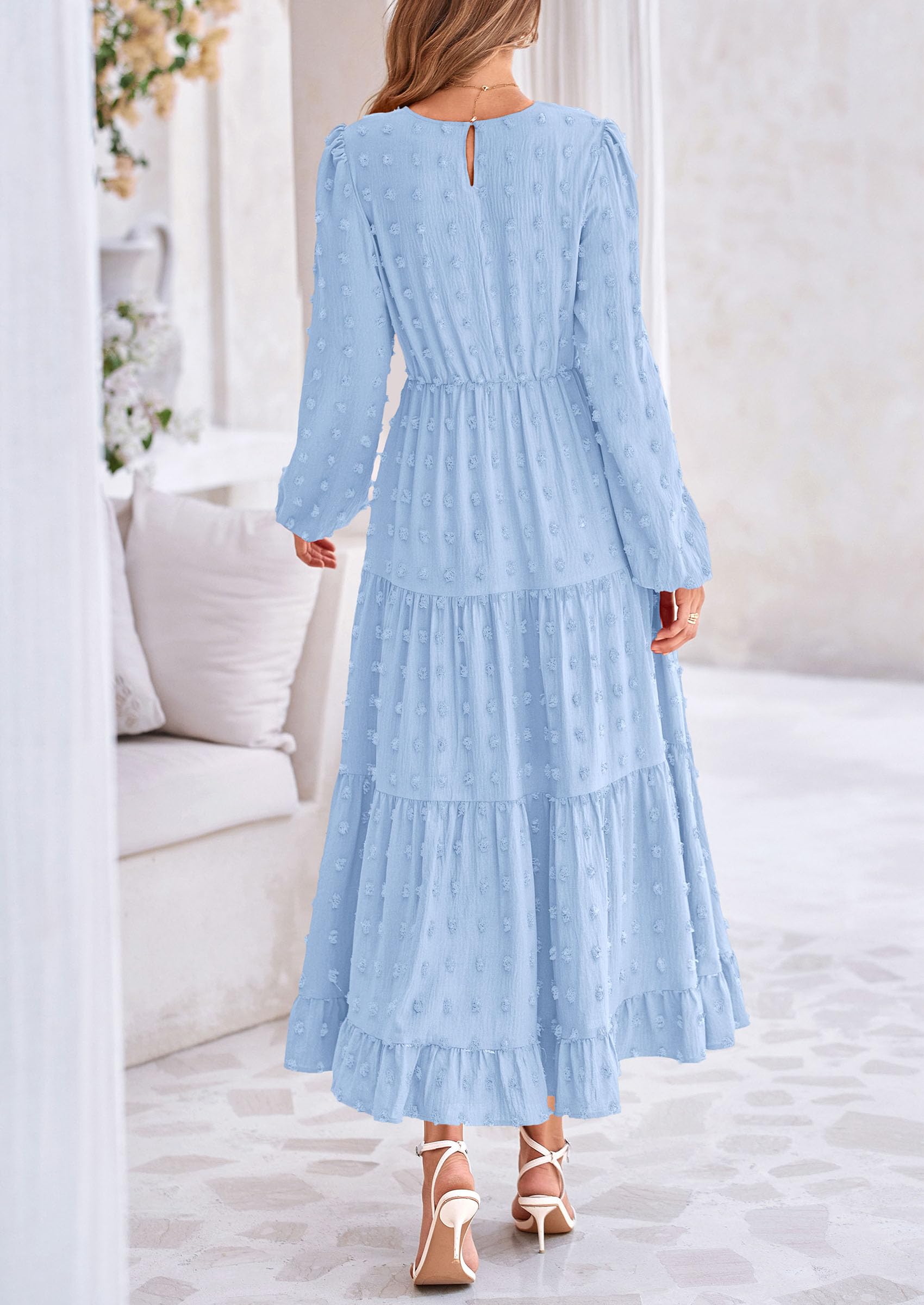 Foto 3 pulgar | Vestido Largo Prettygarden Para Mujer Otoño-primavera Con Lunares Suizos - Venta Internacional.