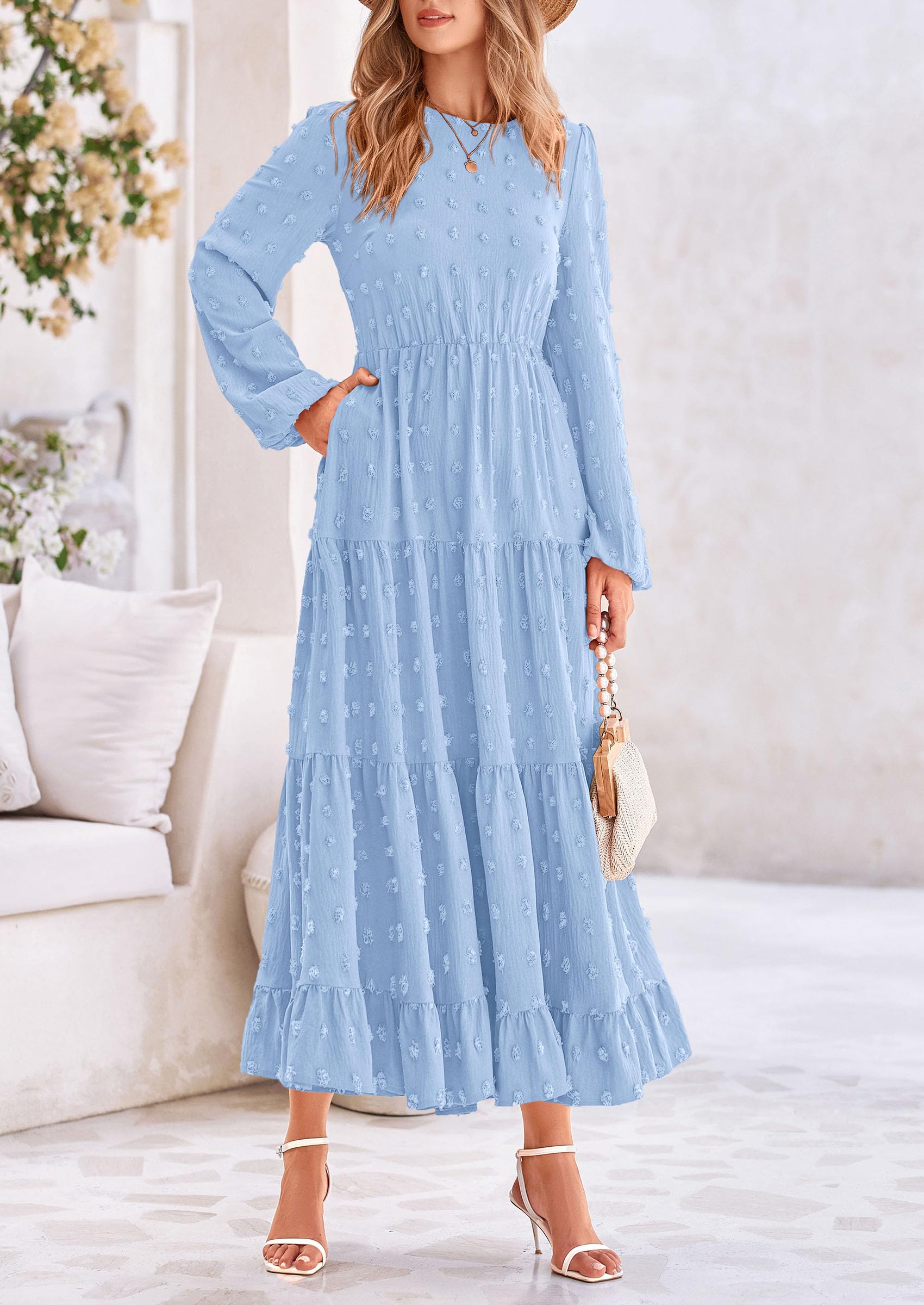 Foto 6 pulgar | Vestido Largo Prettygarden Para Mujer Otoño-primavera Con Lunares Suizos - Venta Internacional.