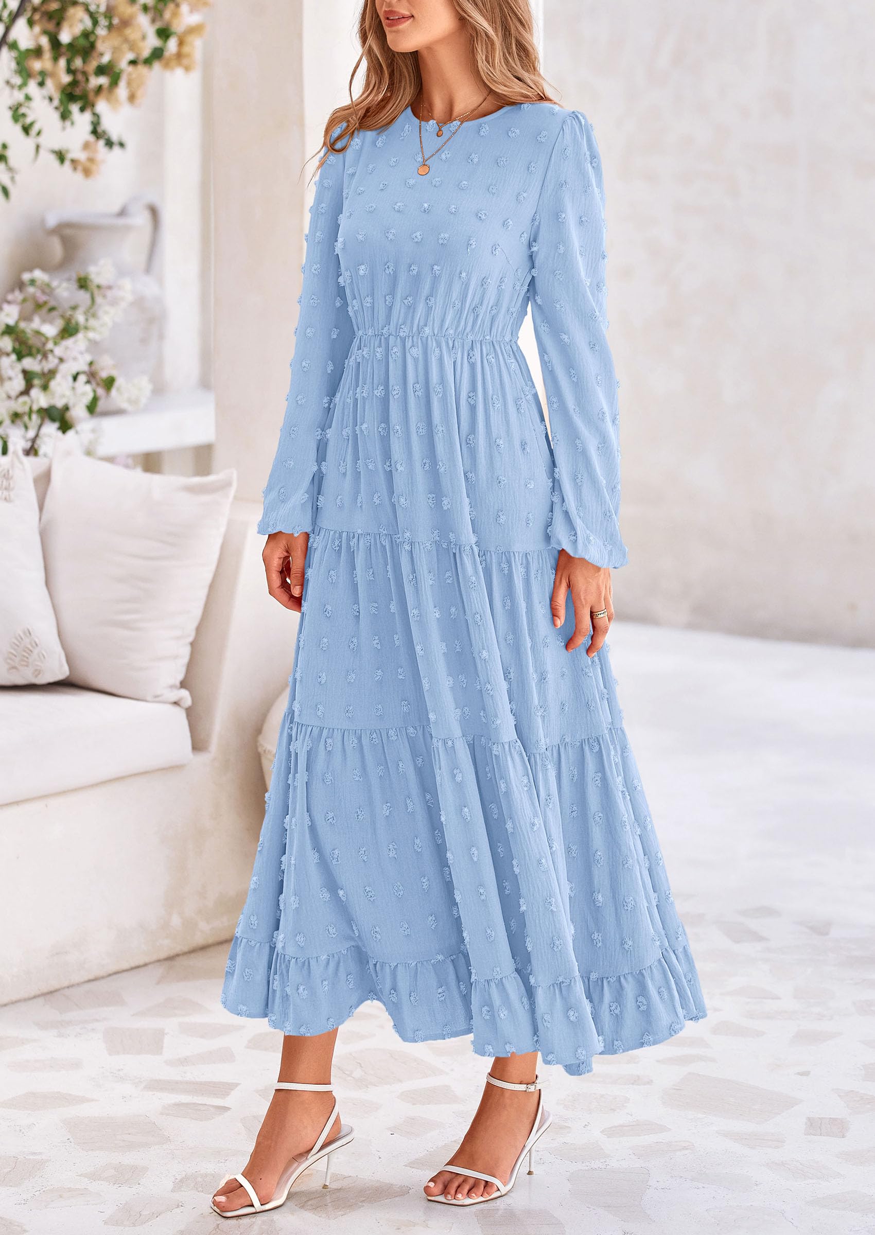 Foto 8 pulgar | Vestido Largo Prettygarden Para Mujer Otoño-primavera Con Lunares Suizos - Venta Internacional.
