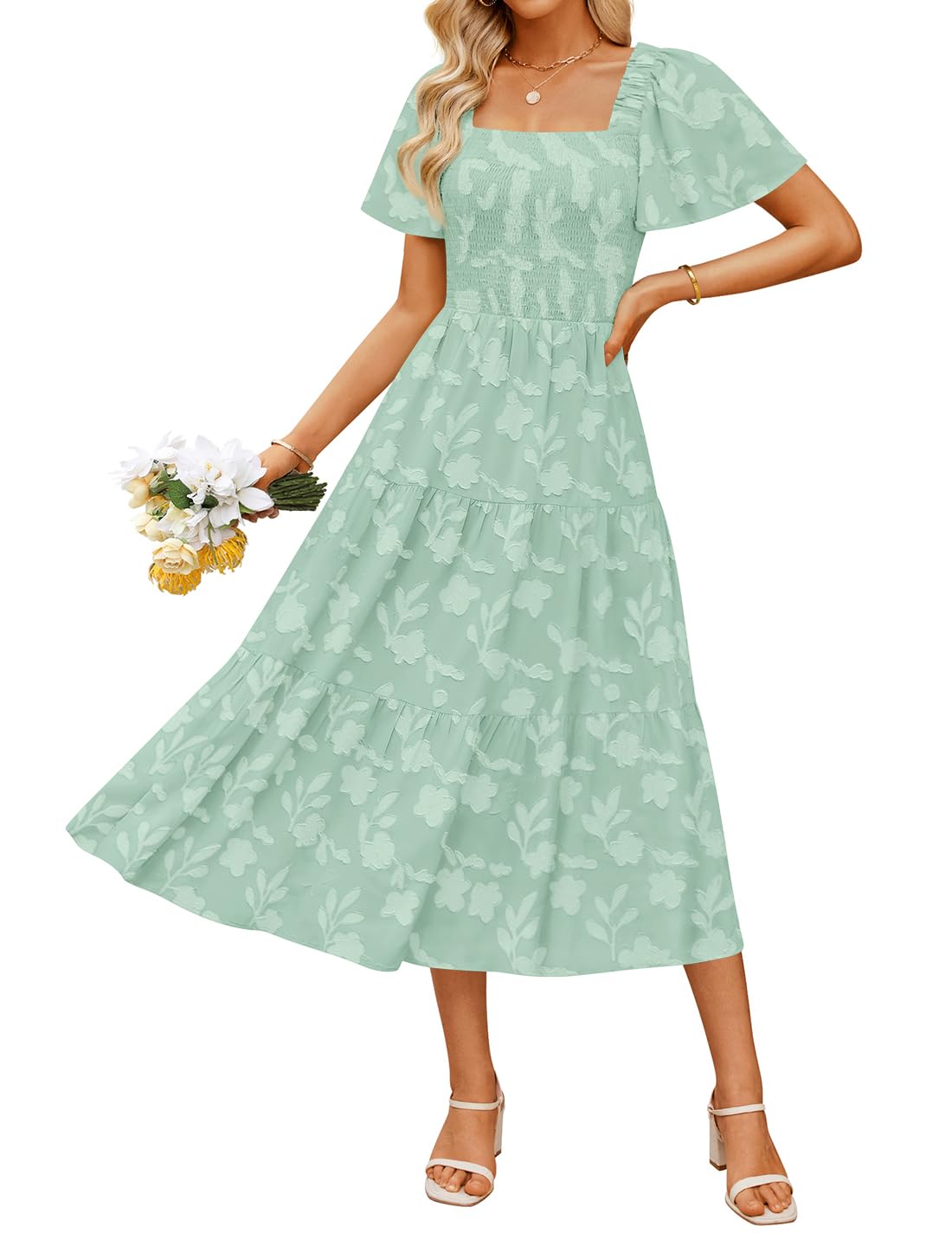 Foto 2 pulgar | Vestido Zesica Bohemio Floral Midi para Mujer - Venta Internacional