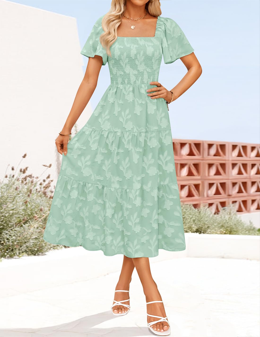 Foto 3 pulgar | Vestido Zesica Bohemio Floral Midi para Mujer - Venta Internacional