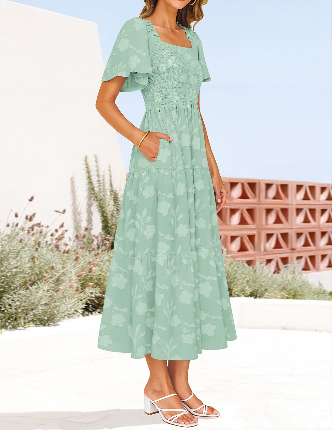 Foto 6 pulgar | Vestido Zesica Bohemio Floral Midi para Mujer - Venta Internacional