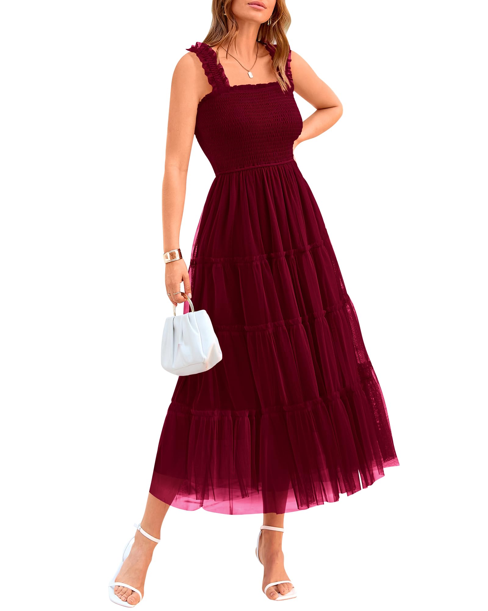 Foto 2 pulgar | Vestido Btfbm De Tul Con Cuello Cuadrado, Sin Mangas, Verano 2025, Para Mujer - Venta Internacional.