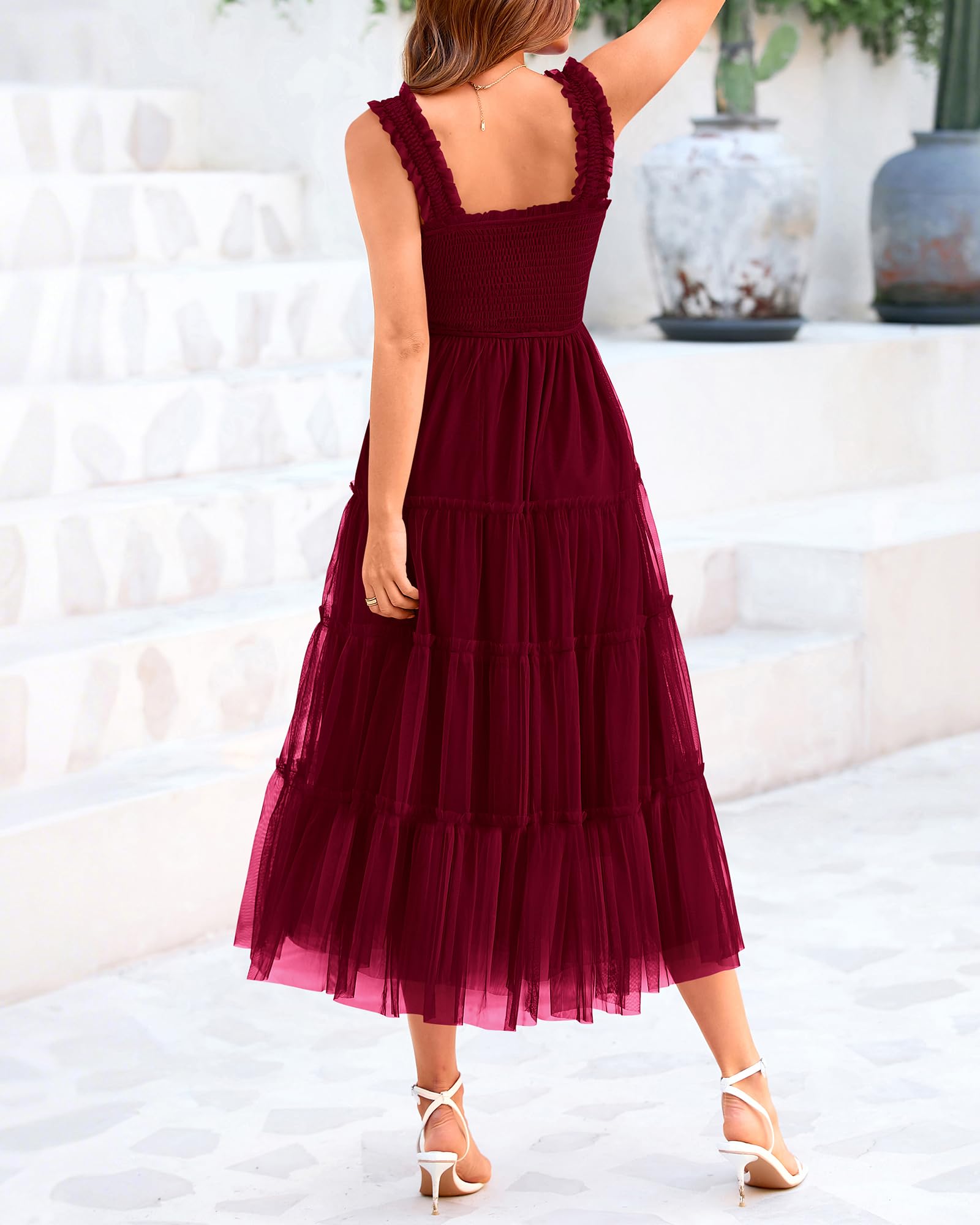 Foto 4 pulgar | Vestido Btfbm De Tul Con Cuello Cuadrado, Sin Mangas, Verano 2025, Para Mujer - Venta Internacional.
