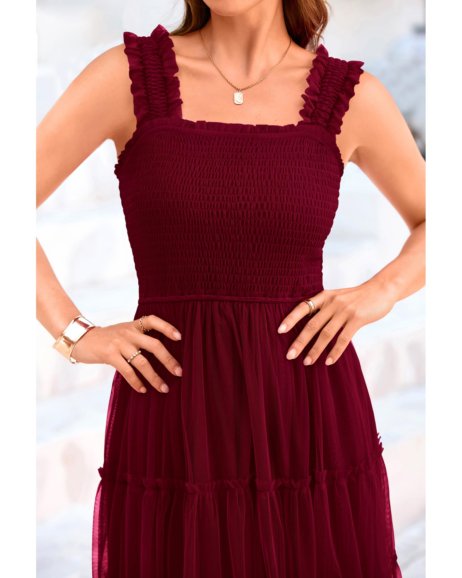 Foto 6 pulgar | Vestido Btfbm De Tul Con Cuello Cuadrado, Sin Mangas, Verano 2025, Para Mujer - Venta Internacional.