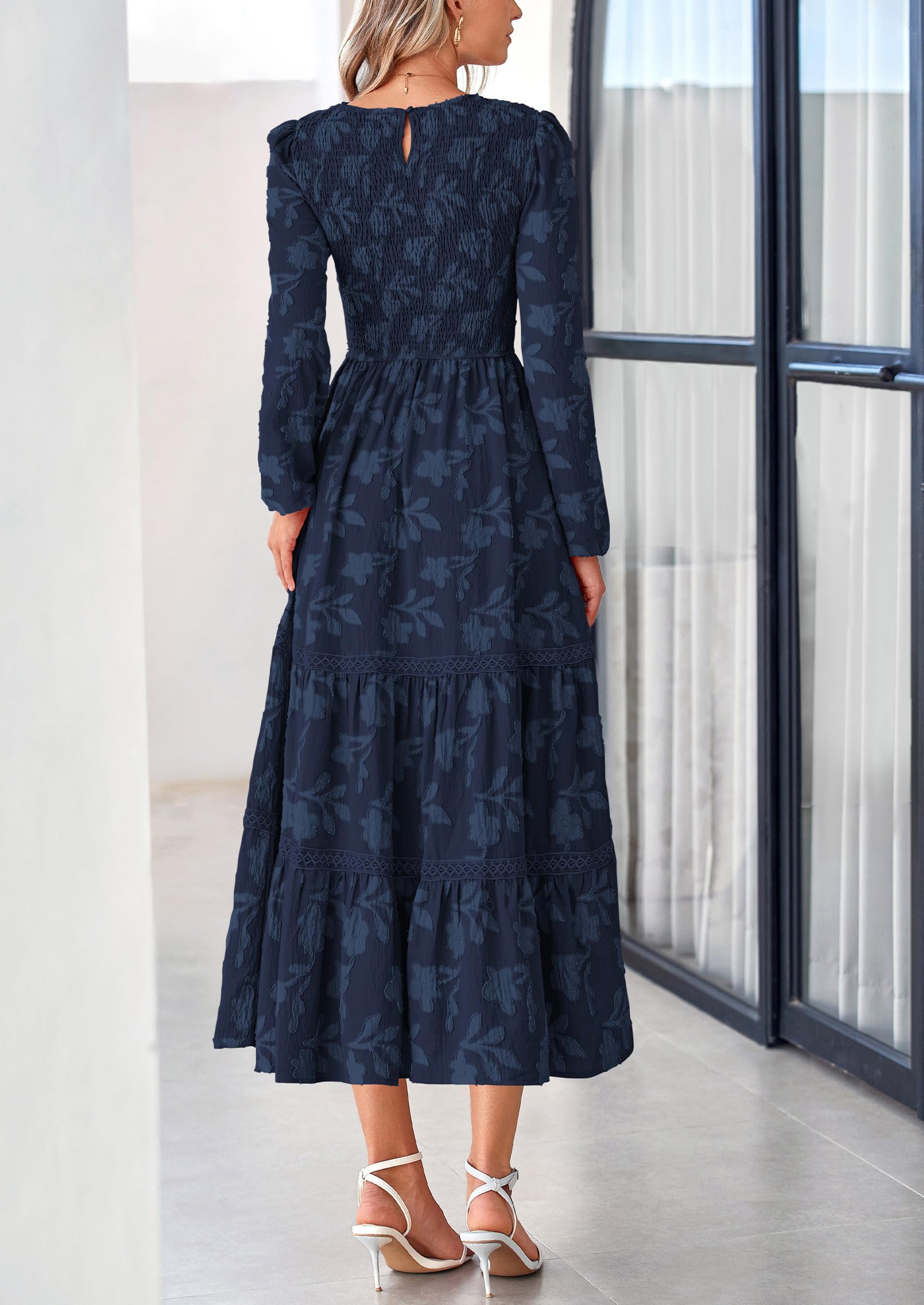 Foto 2 | Vestido Prettygarden Para Mujer, Primavera Y Otoño, Manga Larga, Azul Marino - Venta Internacional.