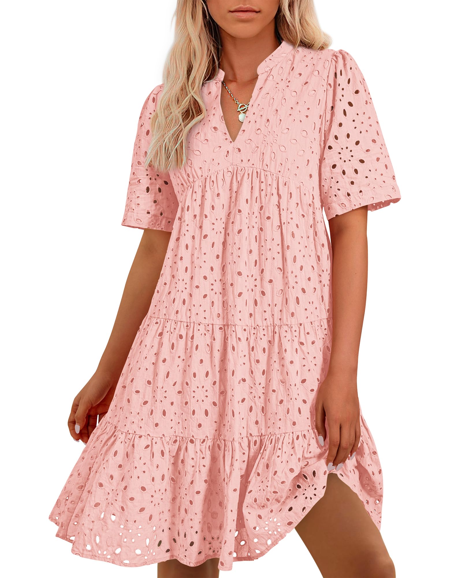 Foto 2 pulgar | Vestido Casual Btfbm Para Mujer, Bohemio, Verano, Cuello En V, Manga Corta - Venta Internacional.