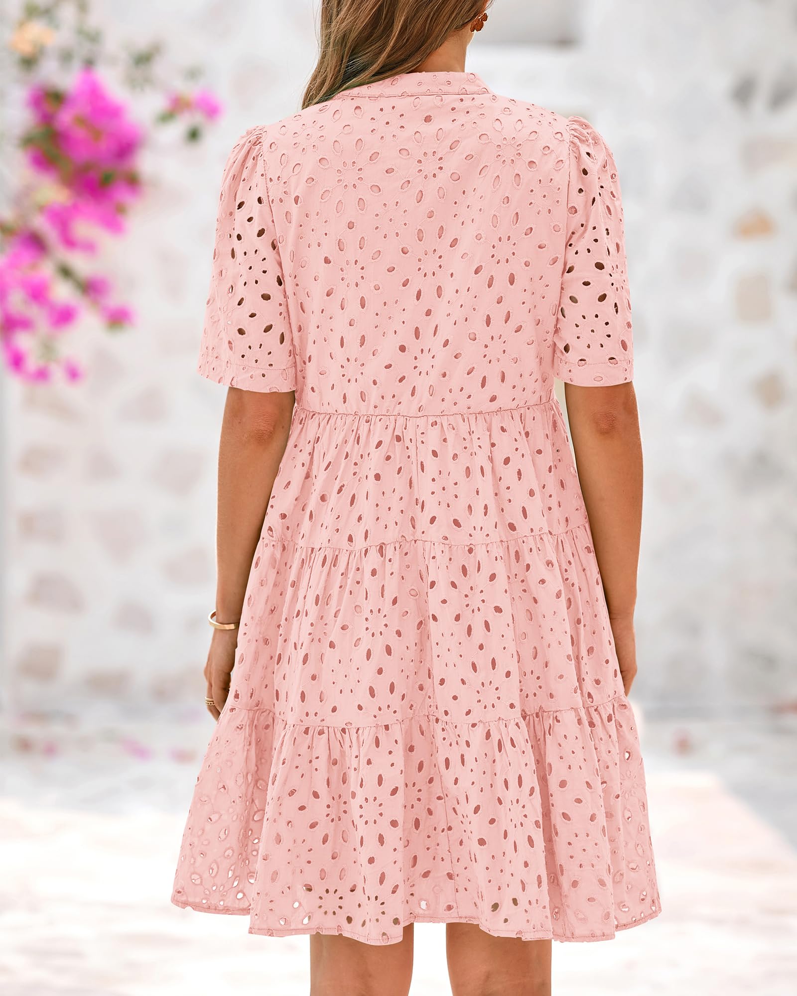 Foto 4 pulgar | Vestido Casual Btfbm Para Mujer, Bohemio, Verano, Cuello En V, Manga Corta - Venta Internacional.