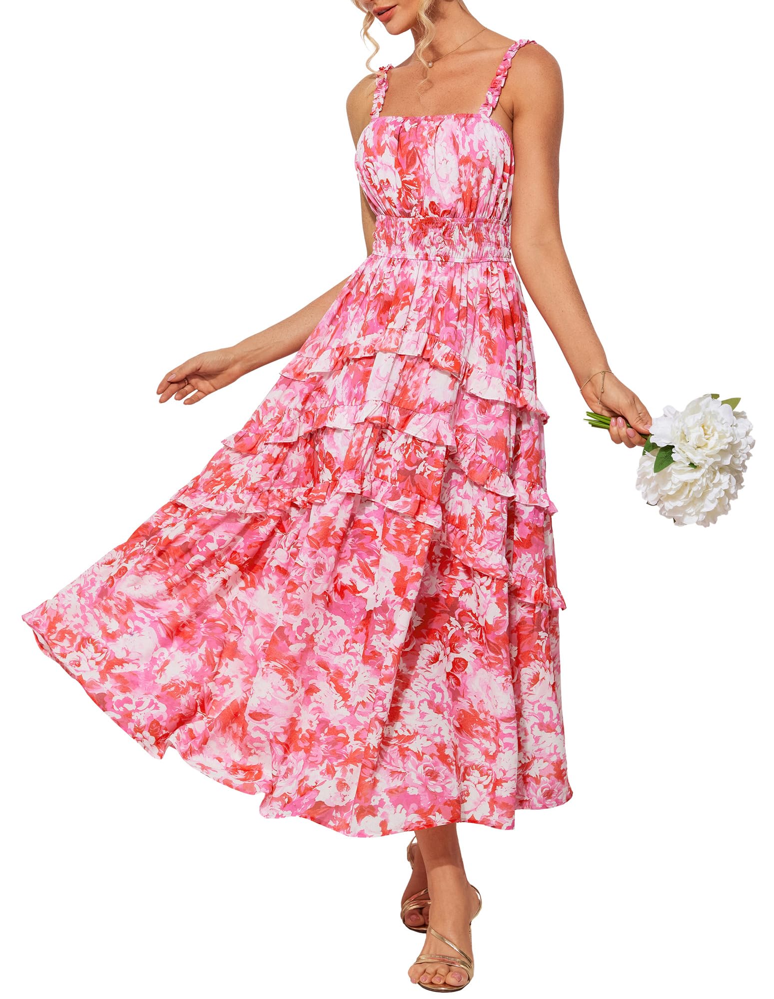 Foto 2 pulgar | Vestido Grace Karin, Floral, Para Invitada A La Boda, Bohemio, Maxi Rosa, Xxl - Venta Internacional.