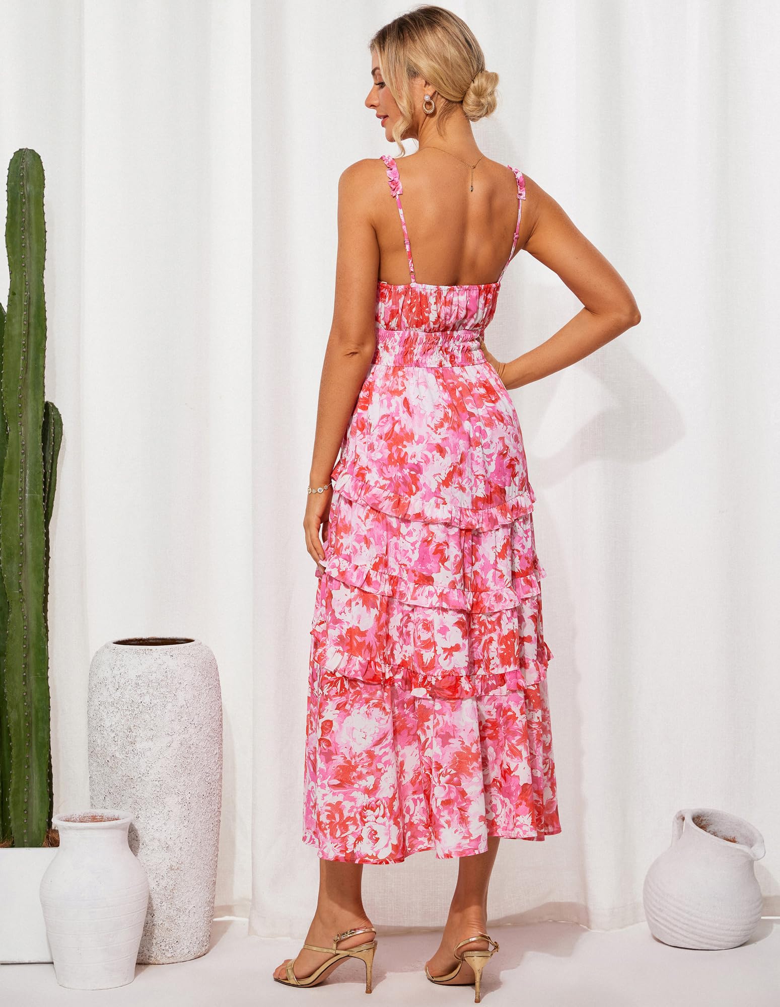 Foto 4 pulgar | Vestido Grace Karin, Floral, Para Invitada A La Boda, Bohemio, Maxi Rosa, Xxl - Venta Internacional.