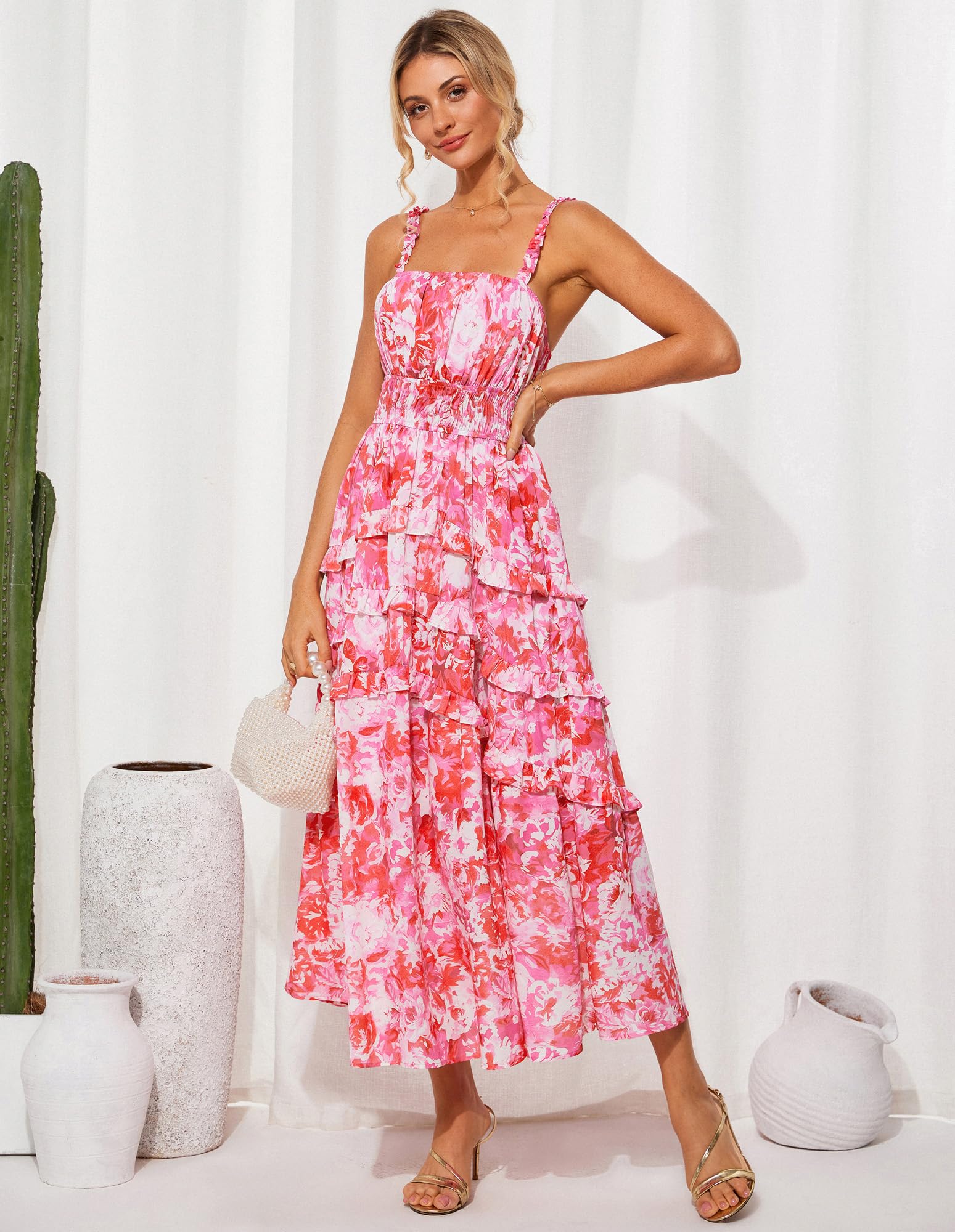 Foto 5 pulgar | Vestido Grace Karin, Floral, Para Invitada A La Boda, Bohemio, Maxi Rosa, Xxl - Venta Internacional.