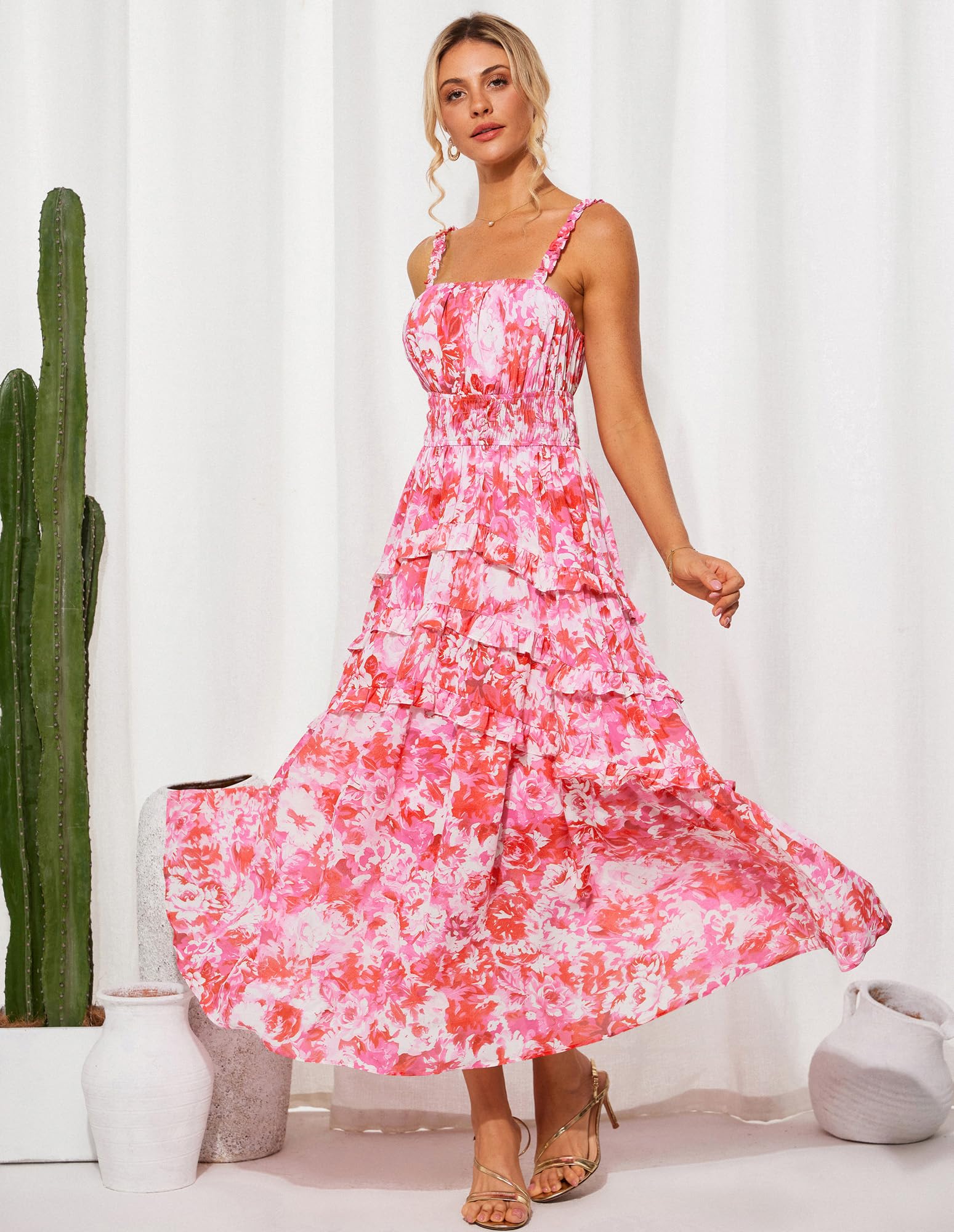 Foto 6 pulgar | Vestido Grace Karin, Floral, Para Invitada A La Boda, Bohemio, Maxi Rosa, Xxl - Venta Internacional.