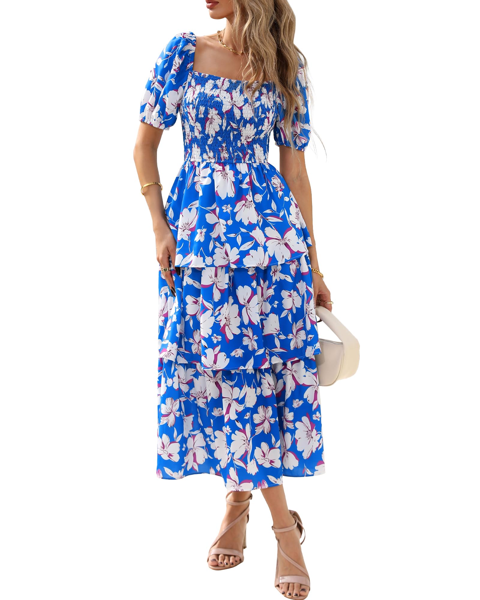 Foto 2 pulgar | Vestido Casual Btfbm Para Mujer Con Cuello Cuadrado Y Manga Abullonada - Venta Internacional.