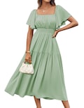 Vestido Grace Karin De Verano Con Cuello Cuadrado Y Manga Corta Verde Xxl - Venta Internacional.