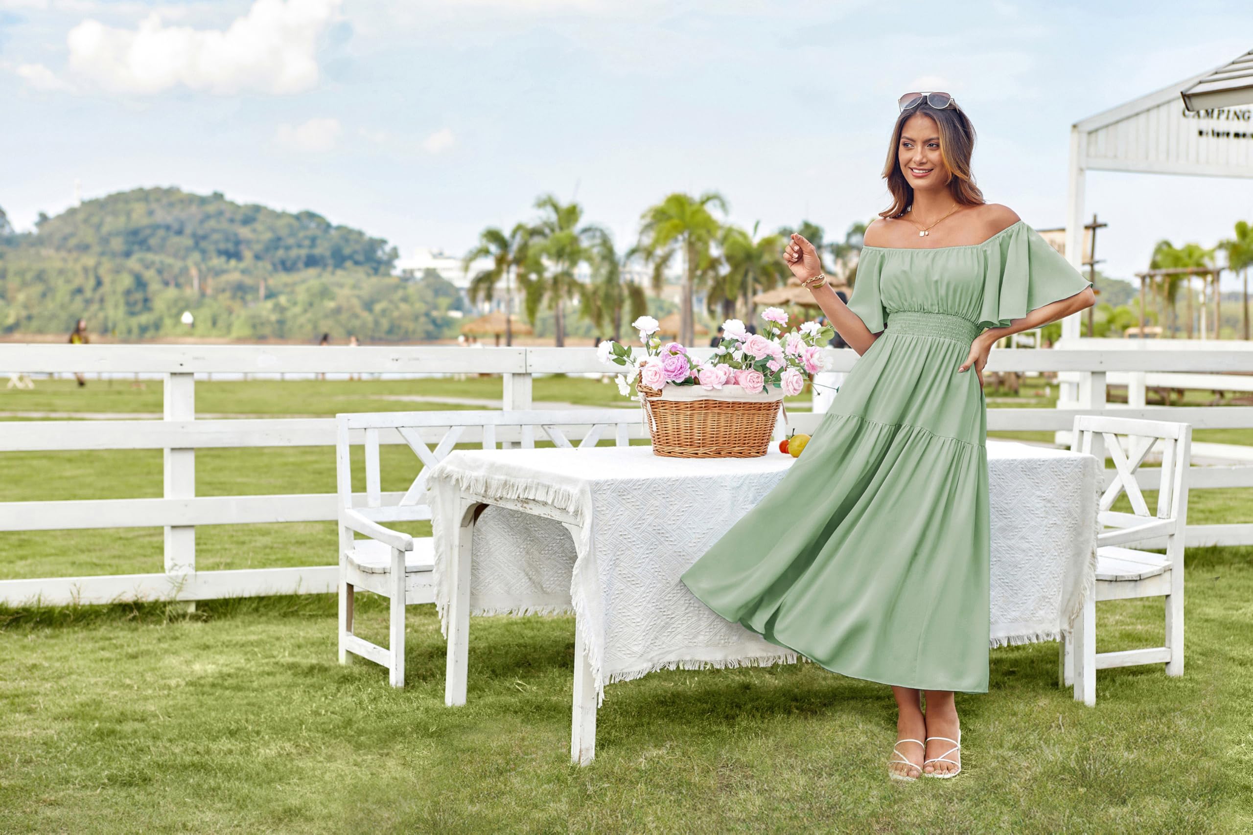 Foto 5 | Vestido Grace Karin De Verano Con Cuello Cuadrado Y Manga Corta Verde Xxl - Venta Internacional.