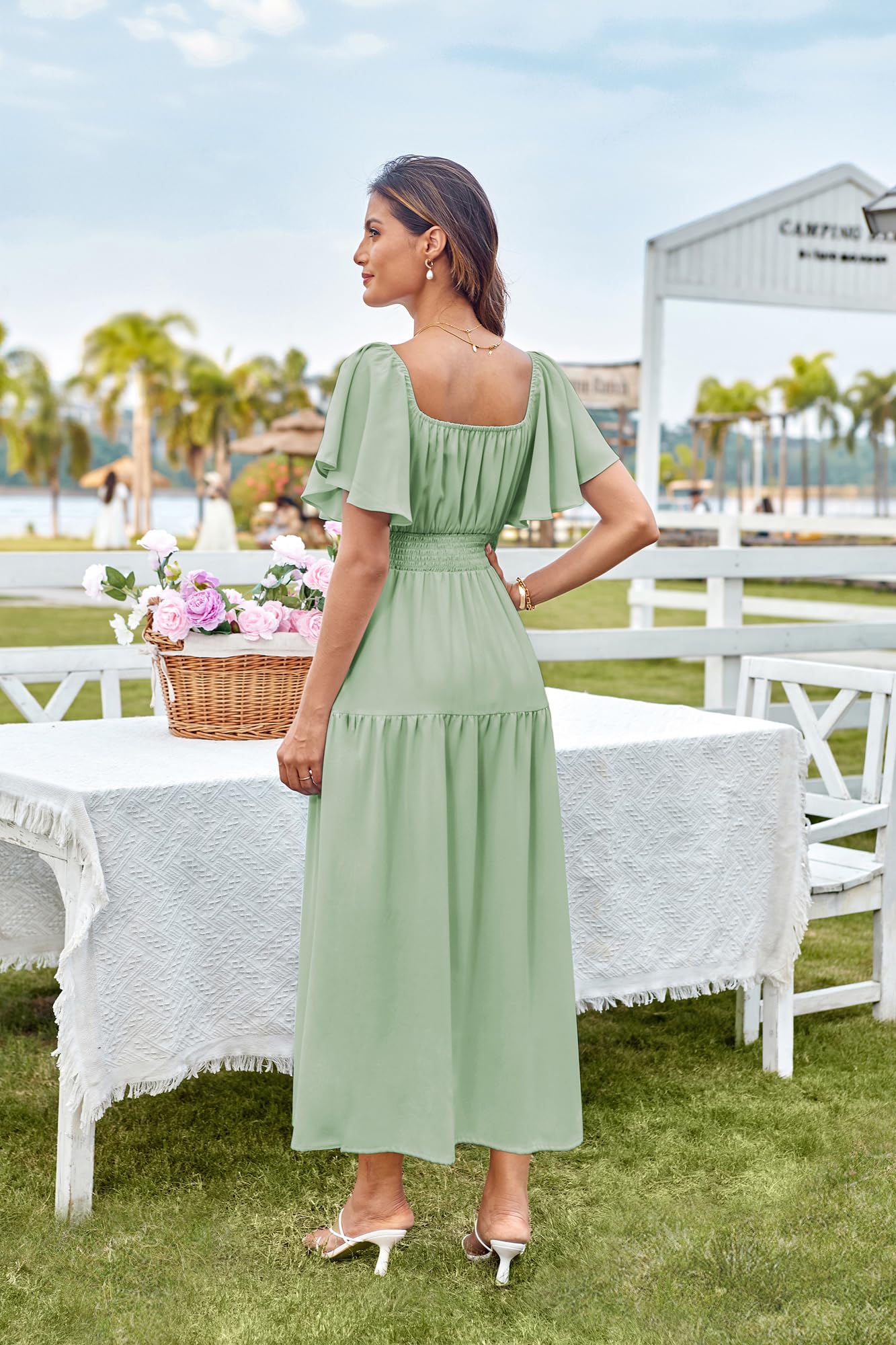 Foto 7 pulgar | Vestido Grace Karin De Verano Con Cuello Cuadrado Y Manga Corta Verde Xxl - Venta Internacional.