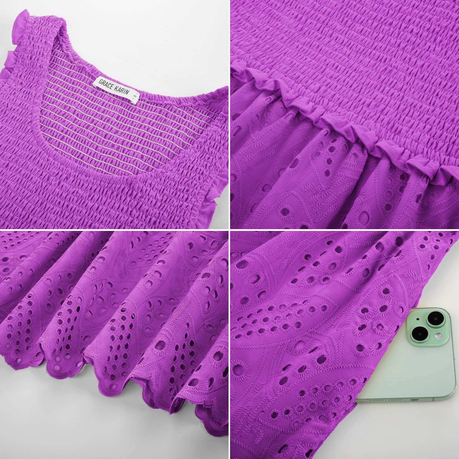 Foto 6 pulgar | Vestido Grace Karin Primavera 2025 Sin Mangas Bordado Lavanda L - Venta Internacional.