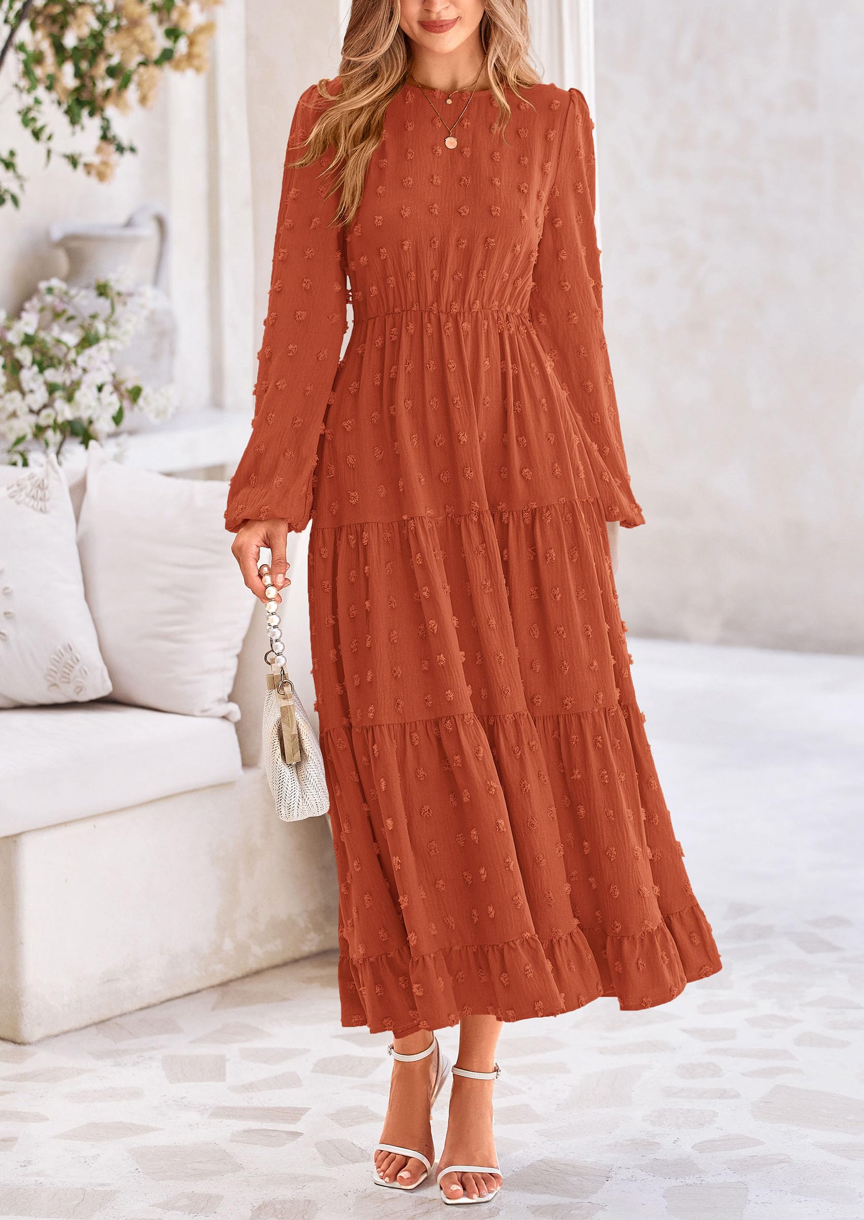 Foto 4 pulgar | Vestido Largo Prettygarden Para Mujer Otoño-primavera Con Lunares Suizos - Venta Internacional.