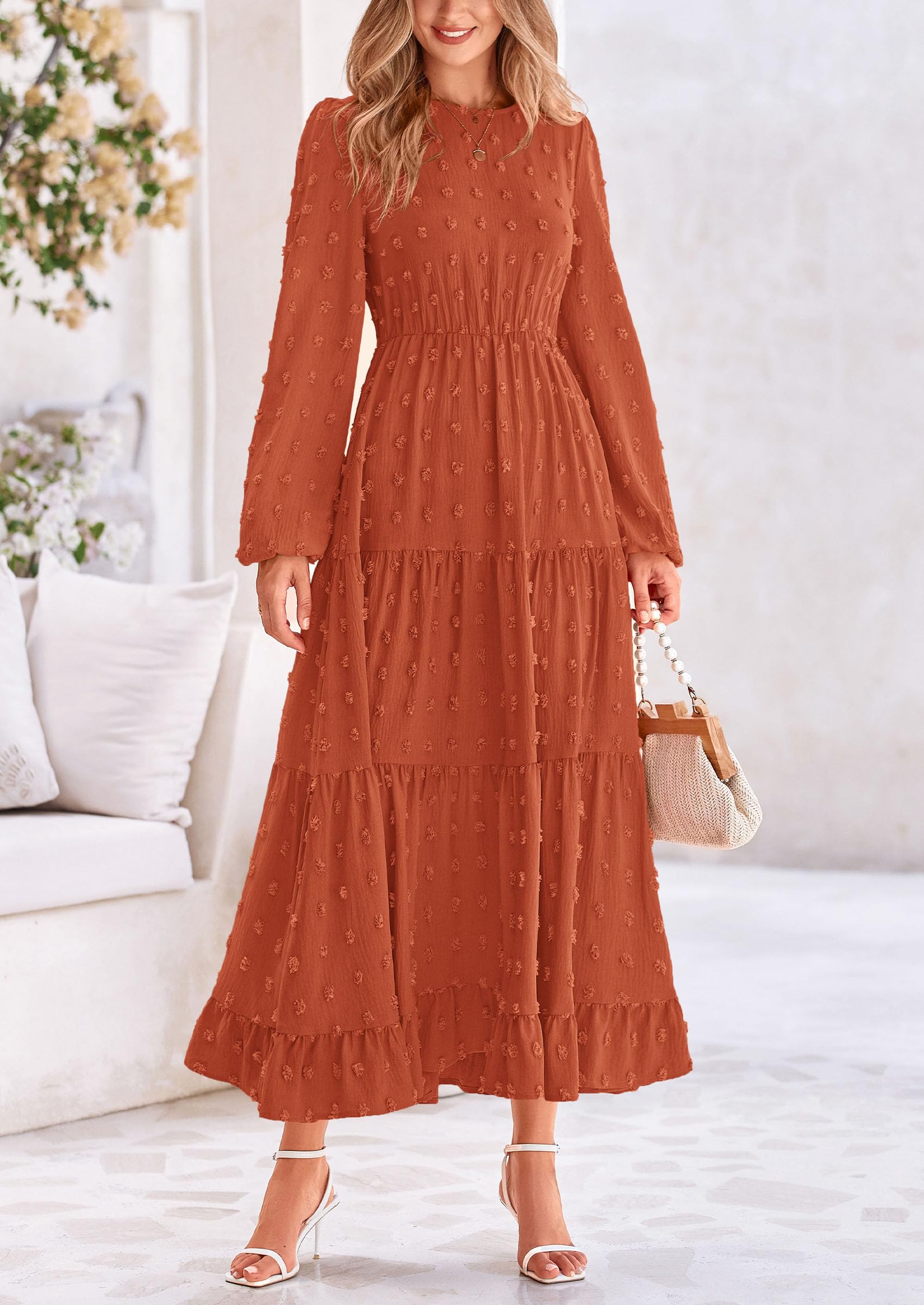 Foto 5 pulgar | Vestido Largo Prettygarden Para Mujer Otoño-primavera Con Lunares Suizos - Venta Internacional.