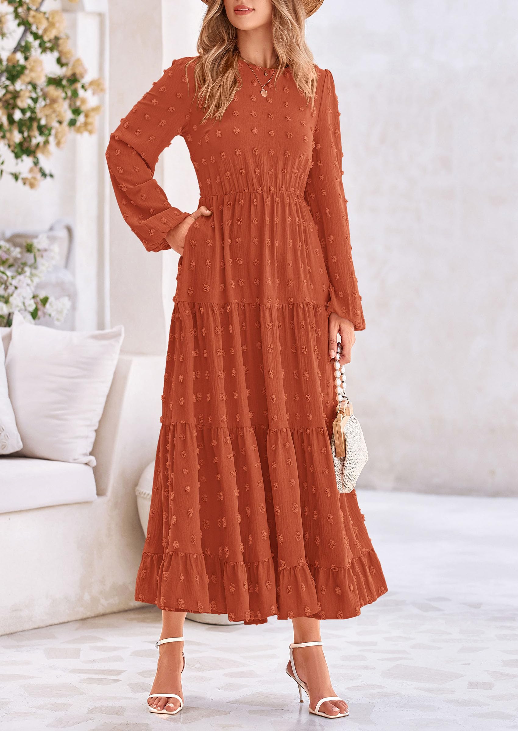 Foto 6 pulgar | Vestido Largo Prettygarden Para Mujer Otoño-primavera Con Lunares Suizos - Venta Internacional.