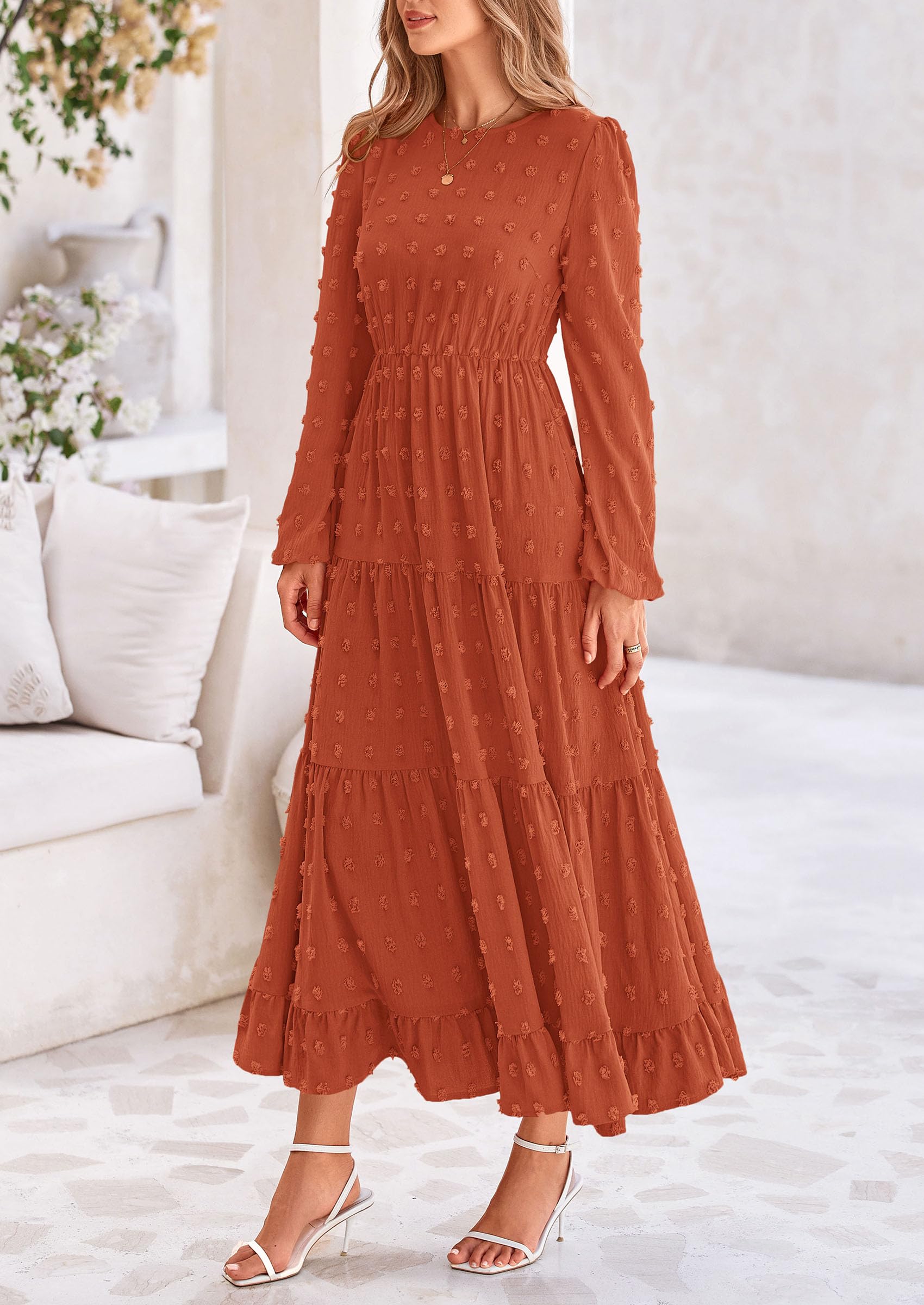 Foto 8 pulgar | Vestido Largo Prettygarden Para Mujer Otoño-primavera Con Lunares Suizos - Venta Internacional.